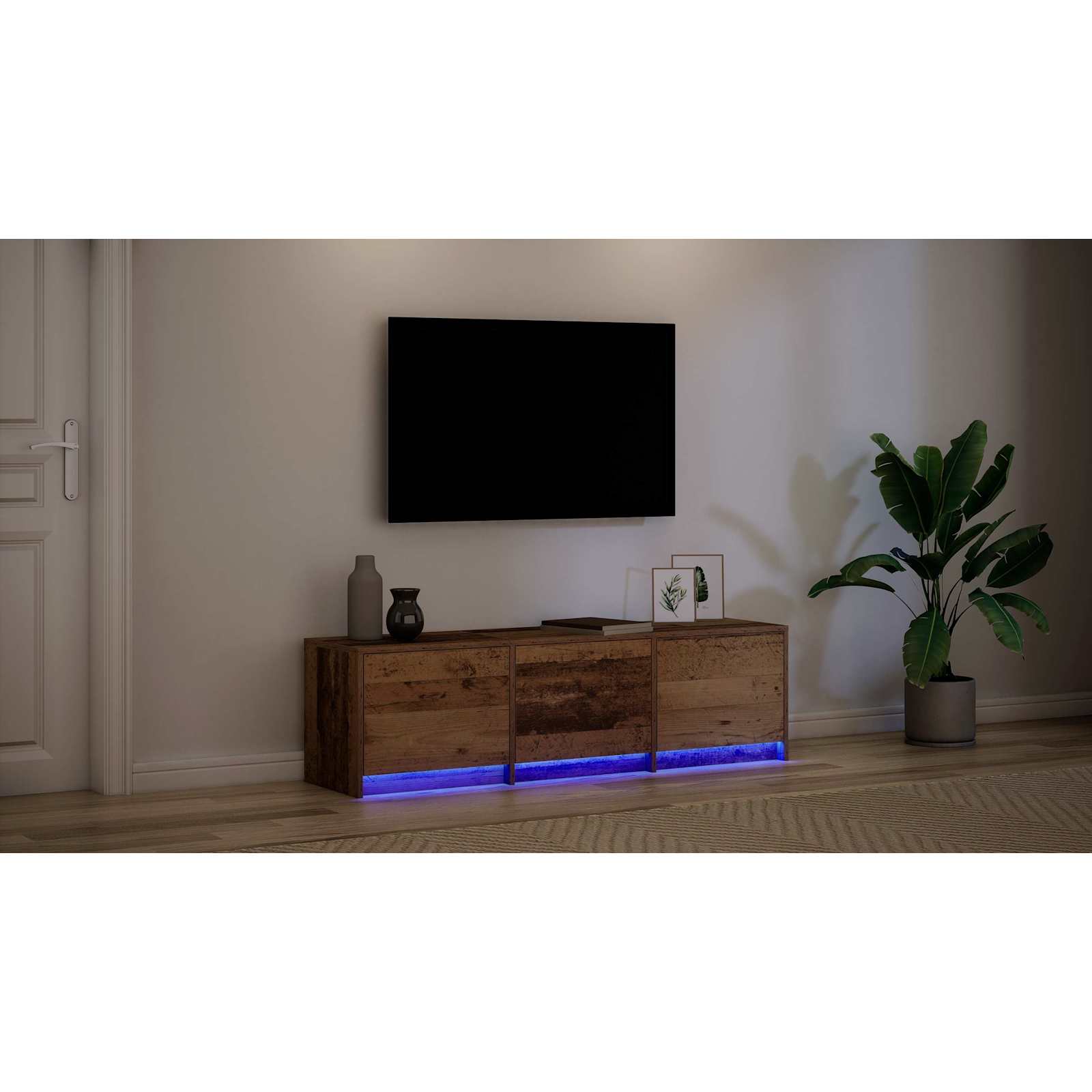 TV Cabinet with LED Old Wood 140 x 34 x 40 cm