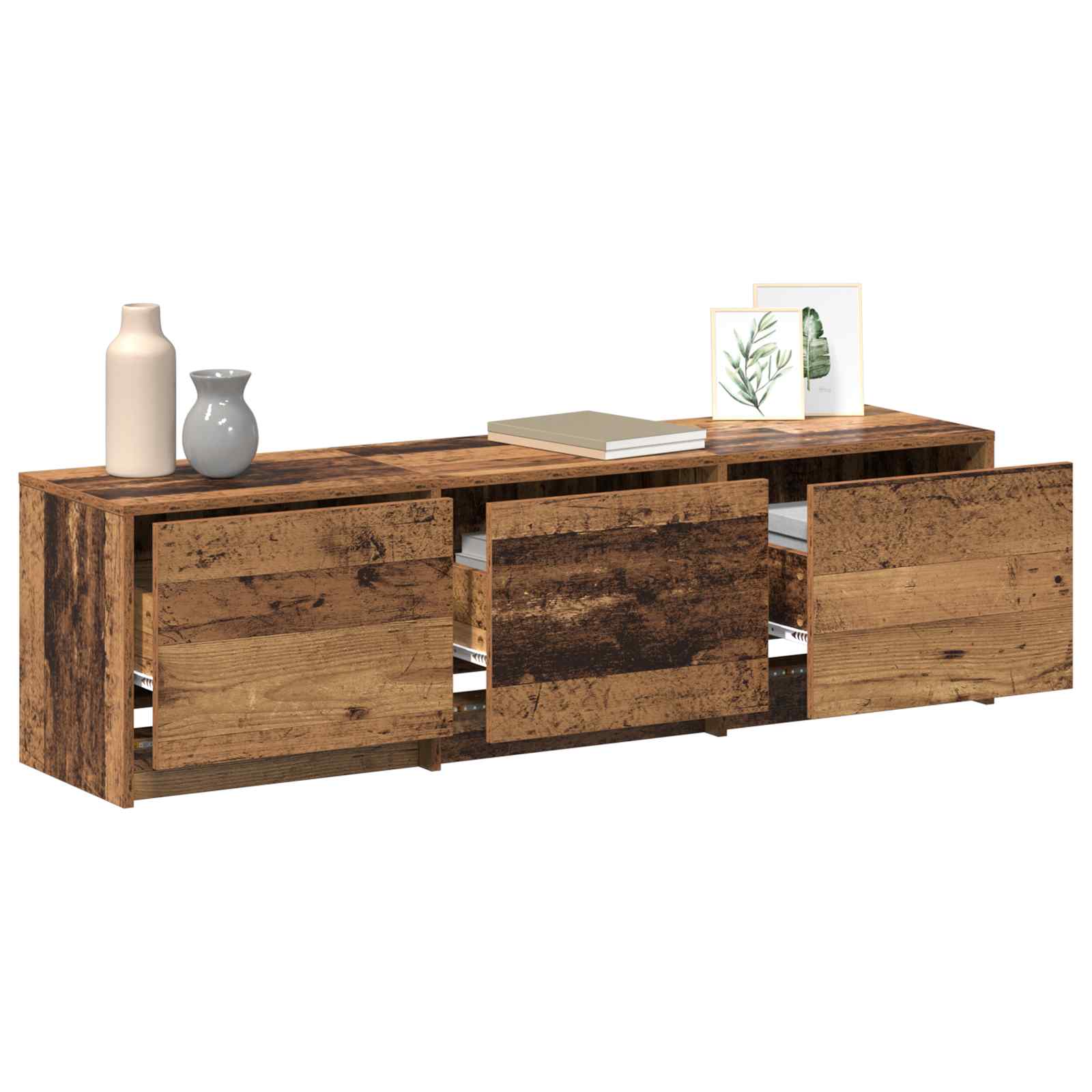 TV Cabinet with LED Old Wood 140 x 34 x 40 cm