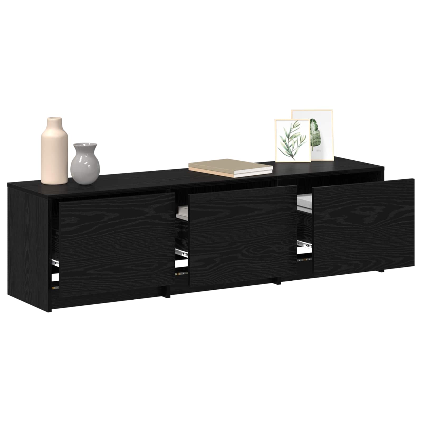 TV Cabinet with LED Black Oak 140 x 34 x 40 cm