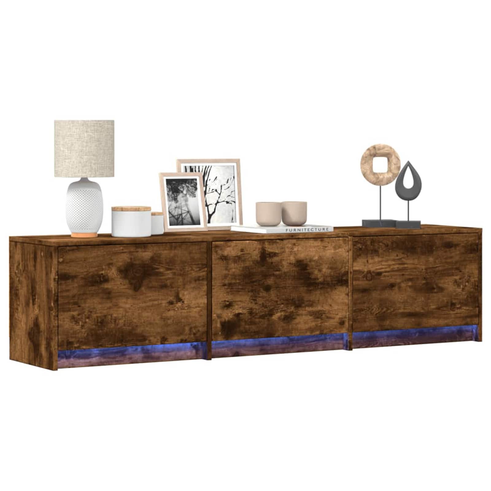 TV Cabinet with LED Smoked oak 165 x 34 x 40 cm