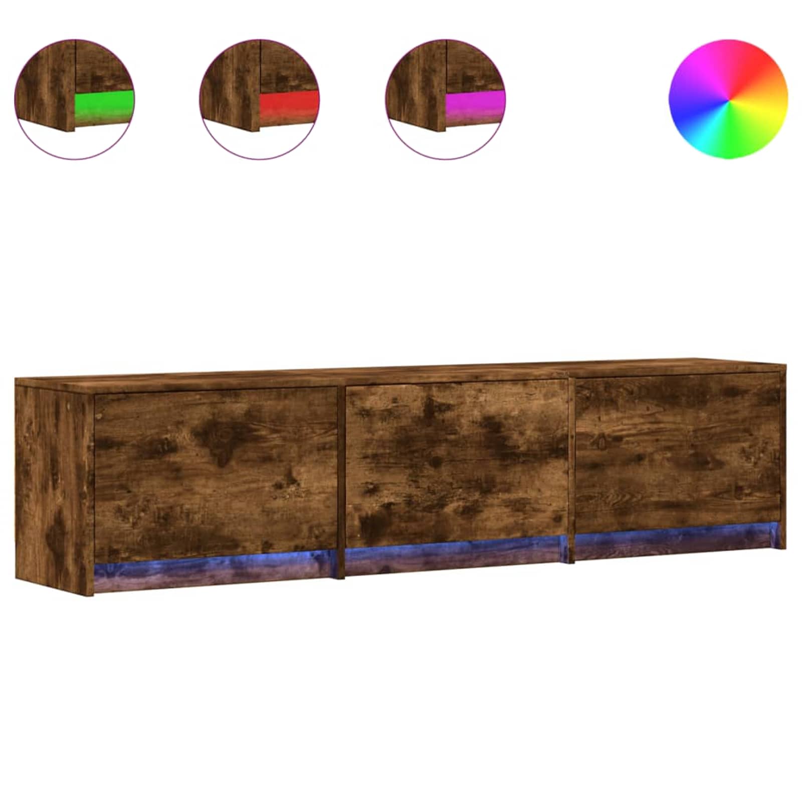 TV Cabinet with LED Smoked oak 165 x 34 x 40 cm