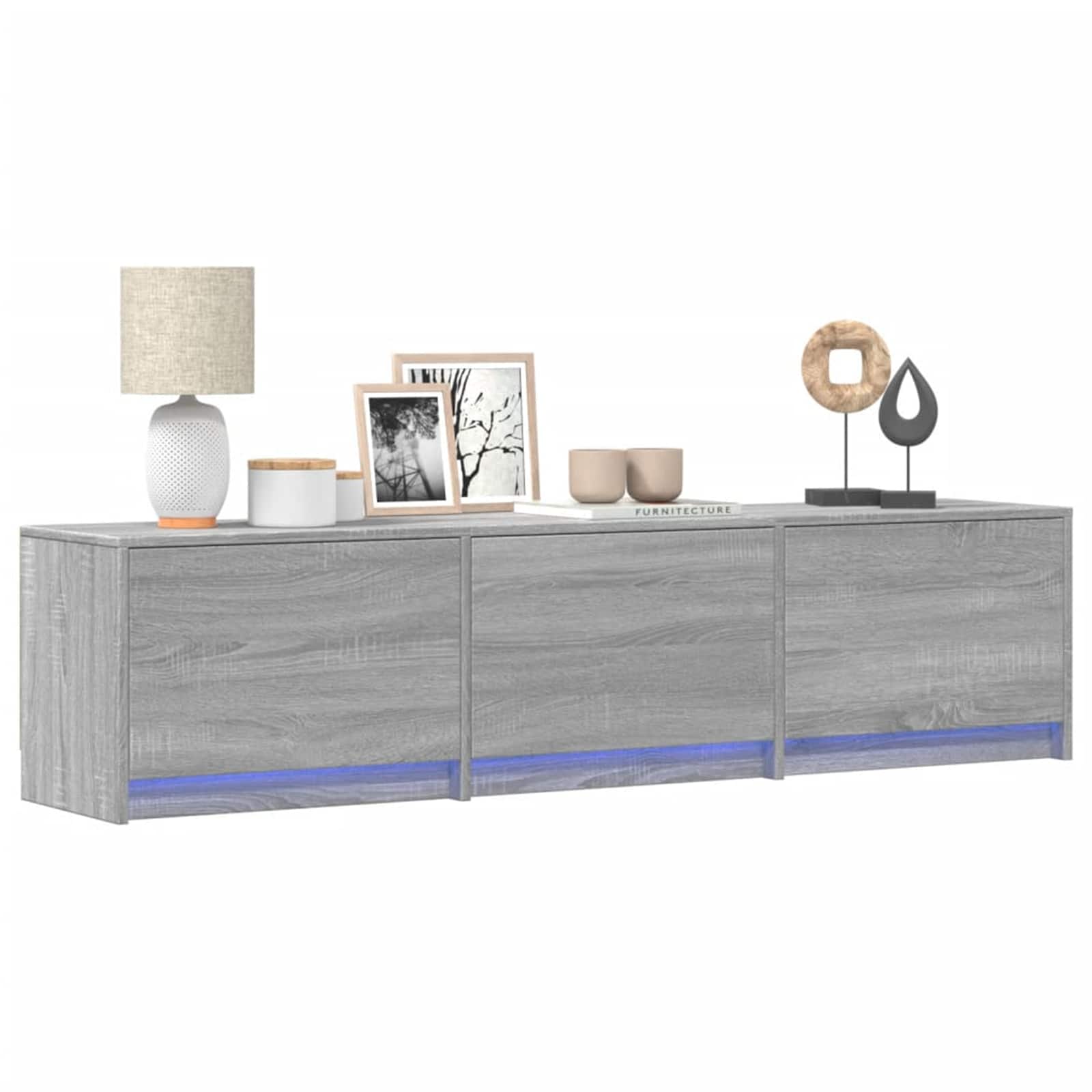 Televizoriaus spintelė su LED Pilkas Sonoma 165 x 34 x 40 cm