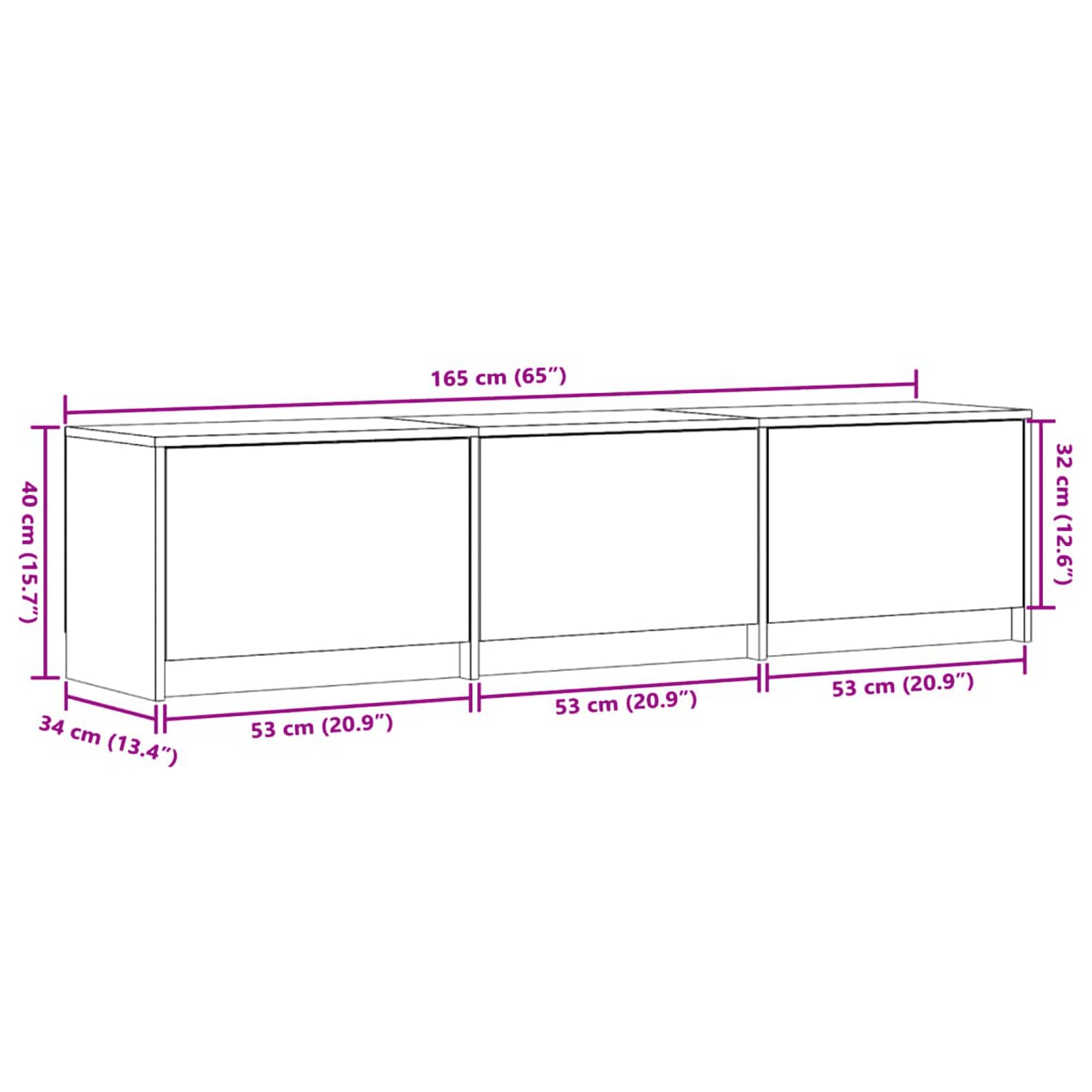 Televizoriaus spintelė su LED Pilkas Sonoma 165 x 34 x 40 cm