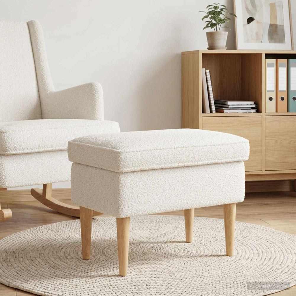 Pėdų staliukas Kreminė 55 x 35 x 41 cm Bouclé