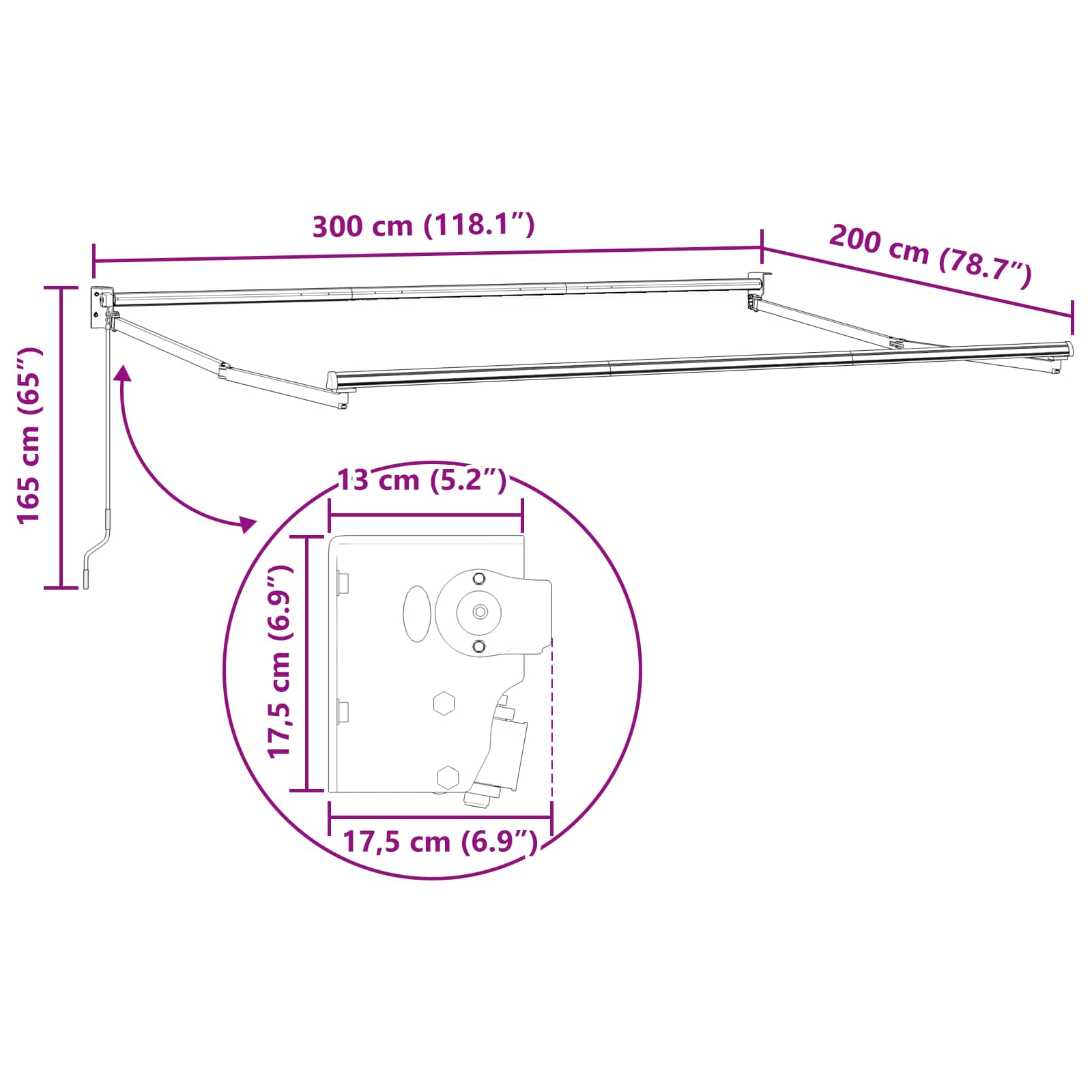 Ištraukiama markizė Geltona ir balta 3 x 2 m