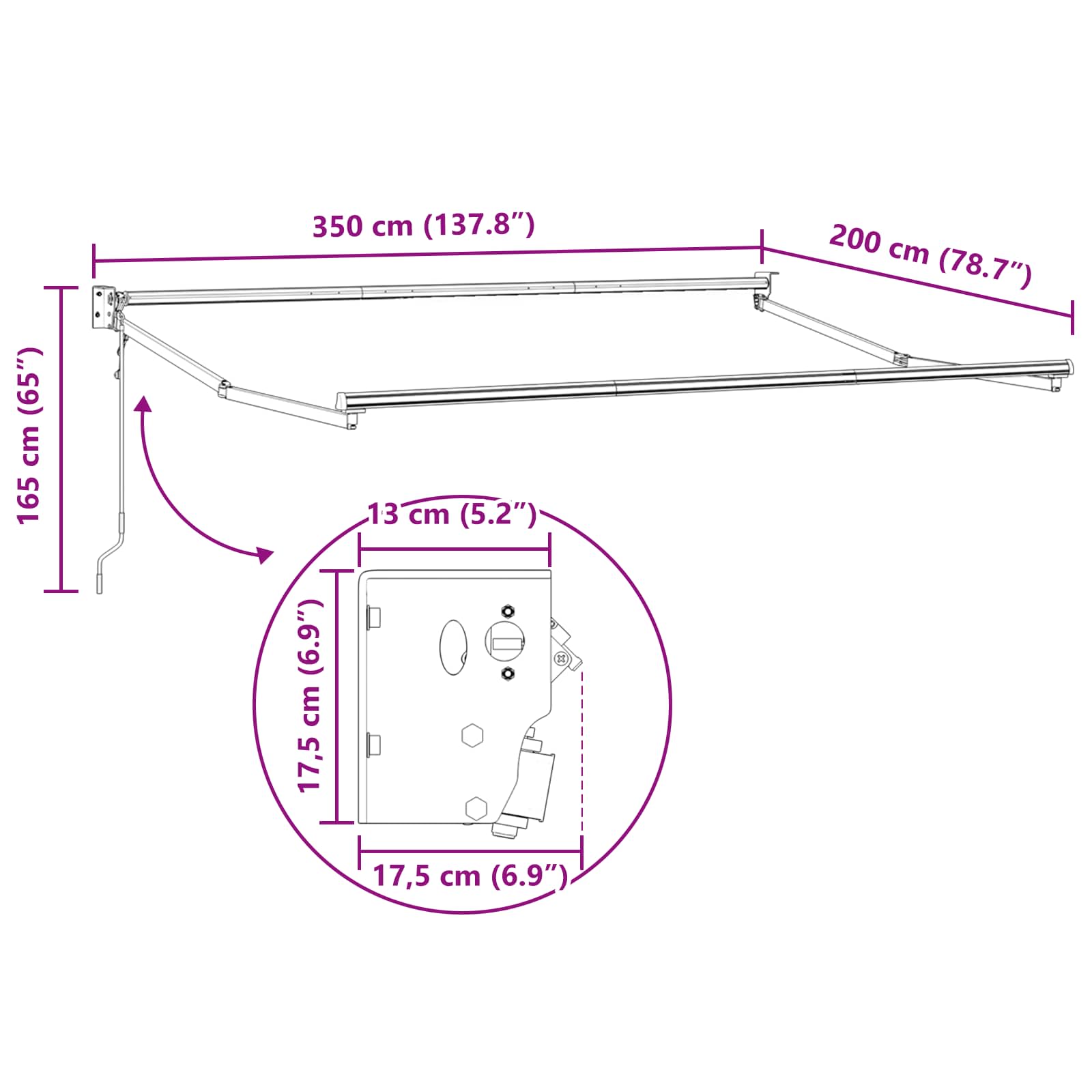 Ištraukiama markizė Smėlio 3,5 x 2 m Poliesteris ir Metalas