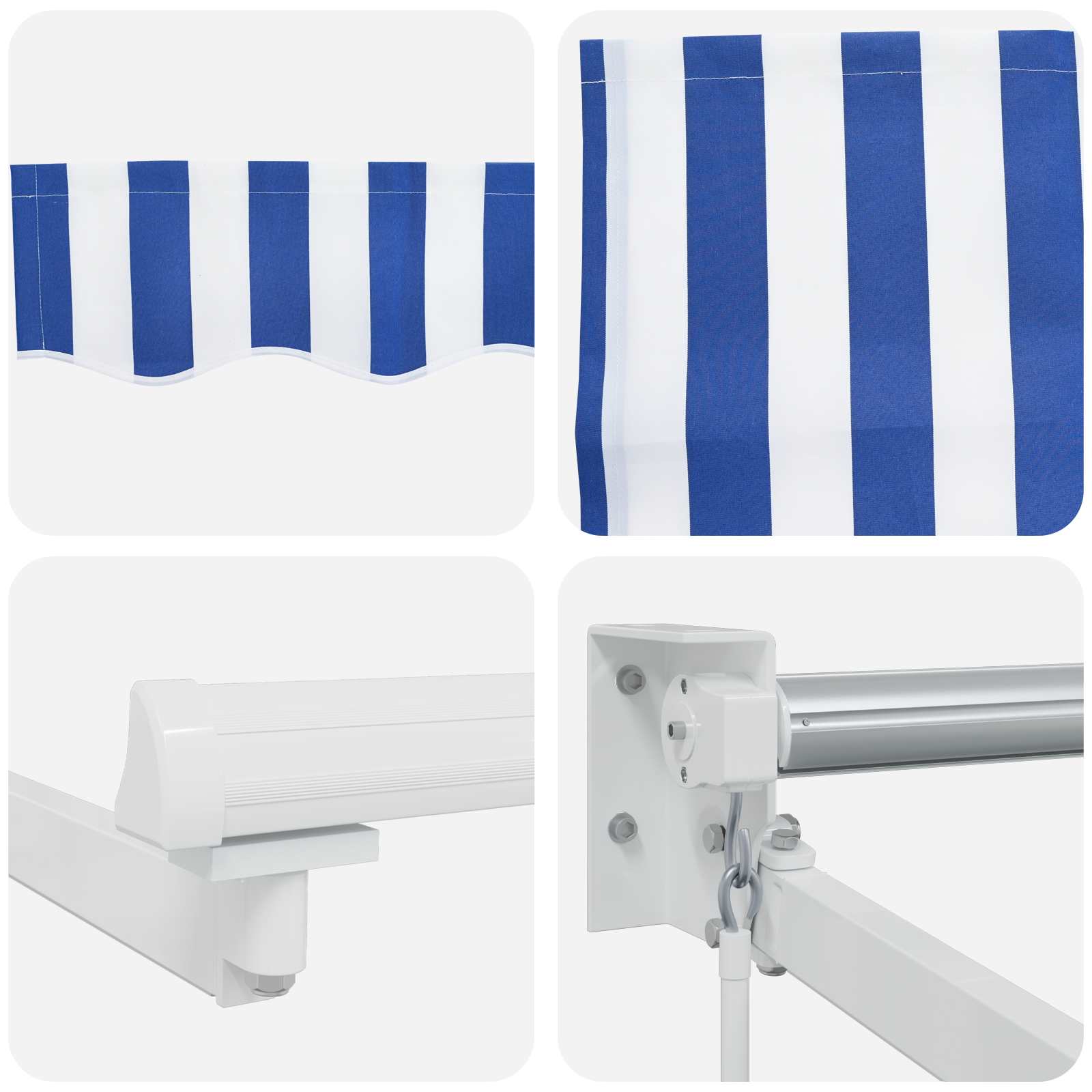 Rankinė ištraukiama markizė su LED Mėlyna ir balta 3,5 x 2,5 m