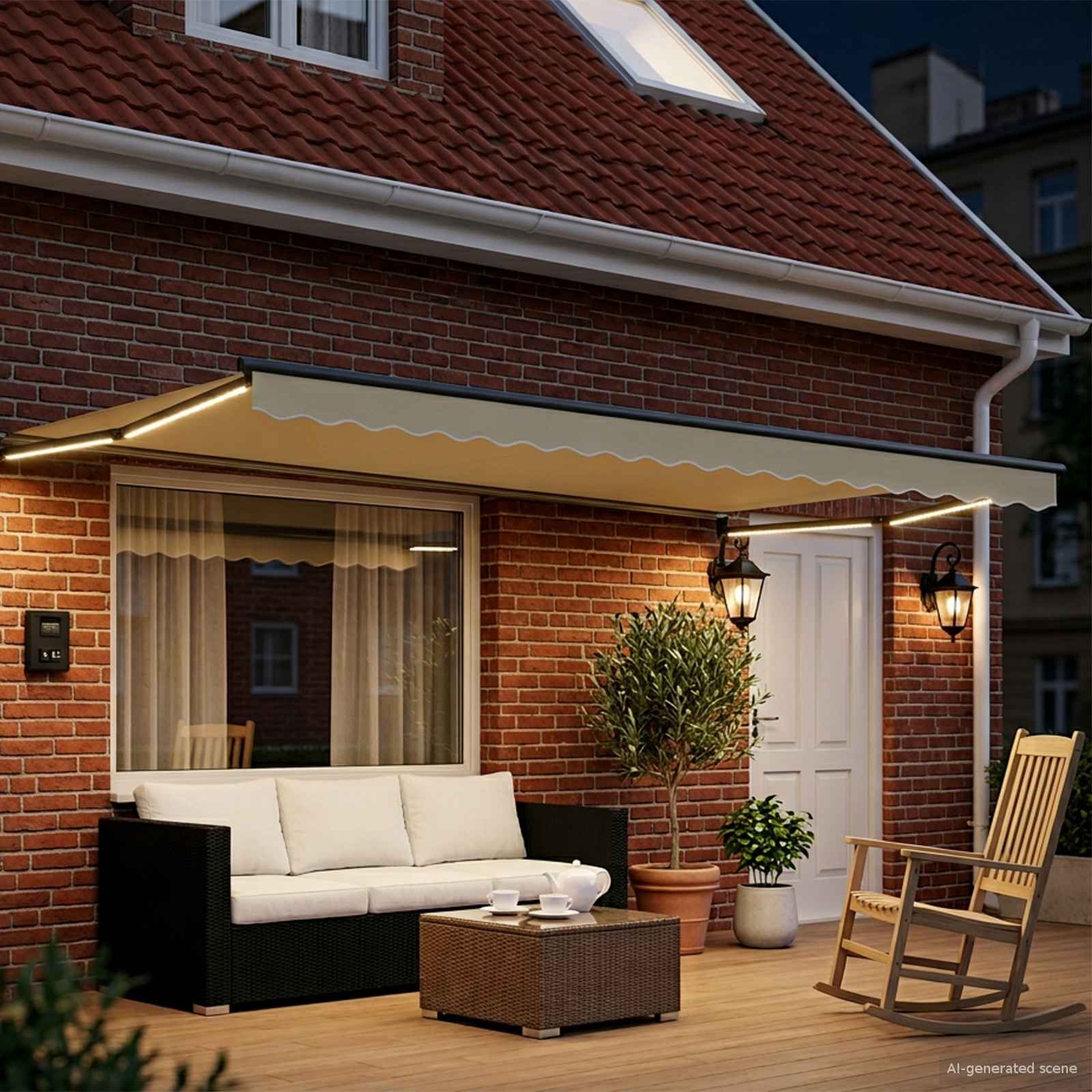 Rankinė ištraukiama markizė su LED Kremo ir antracito 4 x 2 m