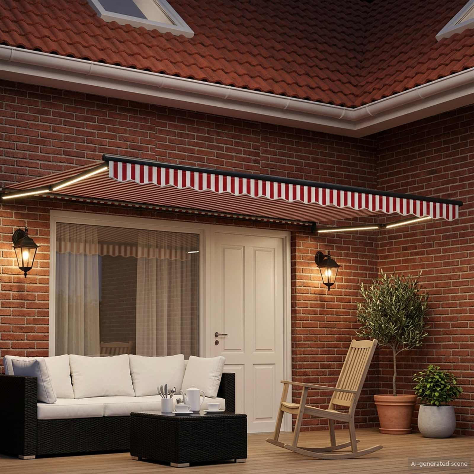 Manuālā paceļamā markīze ar LED 4,5 × 3 m