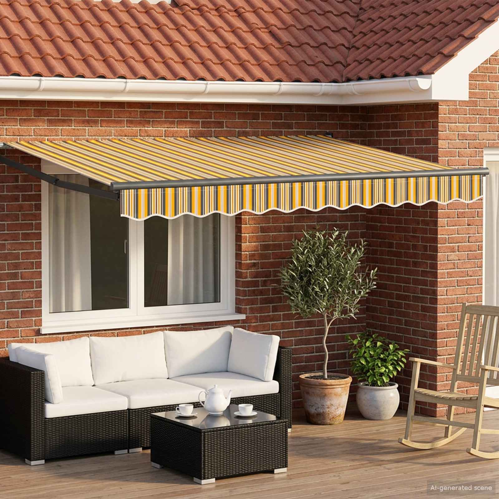 Elektriskā izvelkamā pergola Dzeltena un Pelēka 3,5 x 2 m
