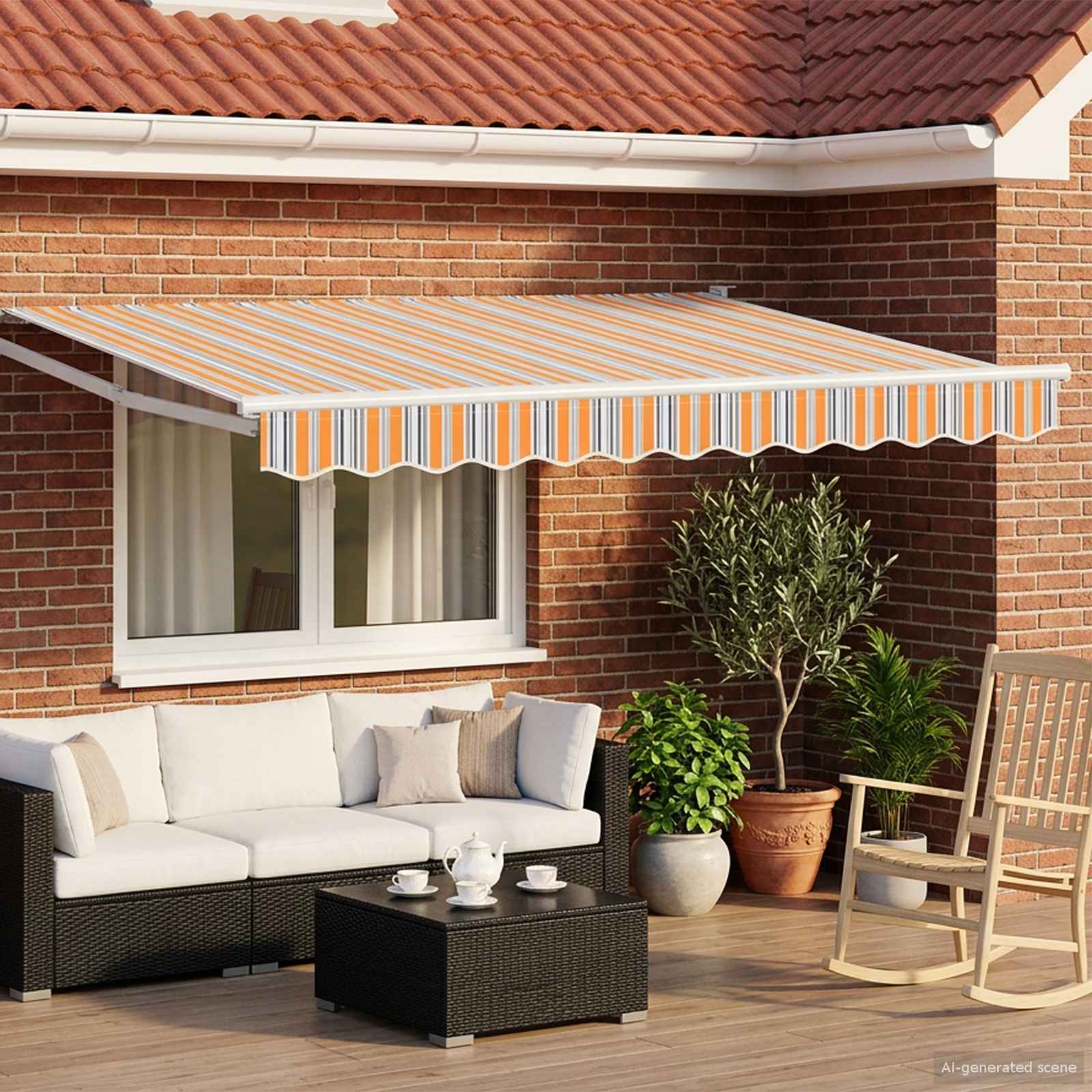 Elektrinė ištraukiama pavėsinė Pilka, Oranžinė, Balta 3 x 2,5 m