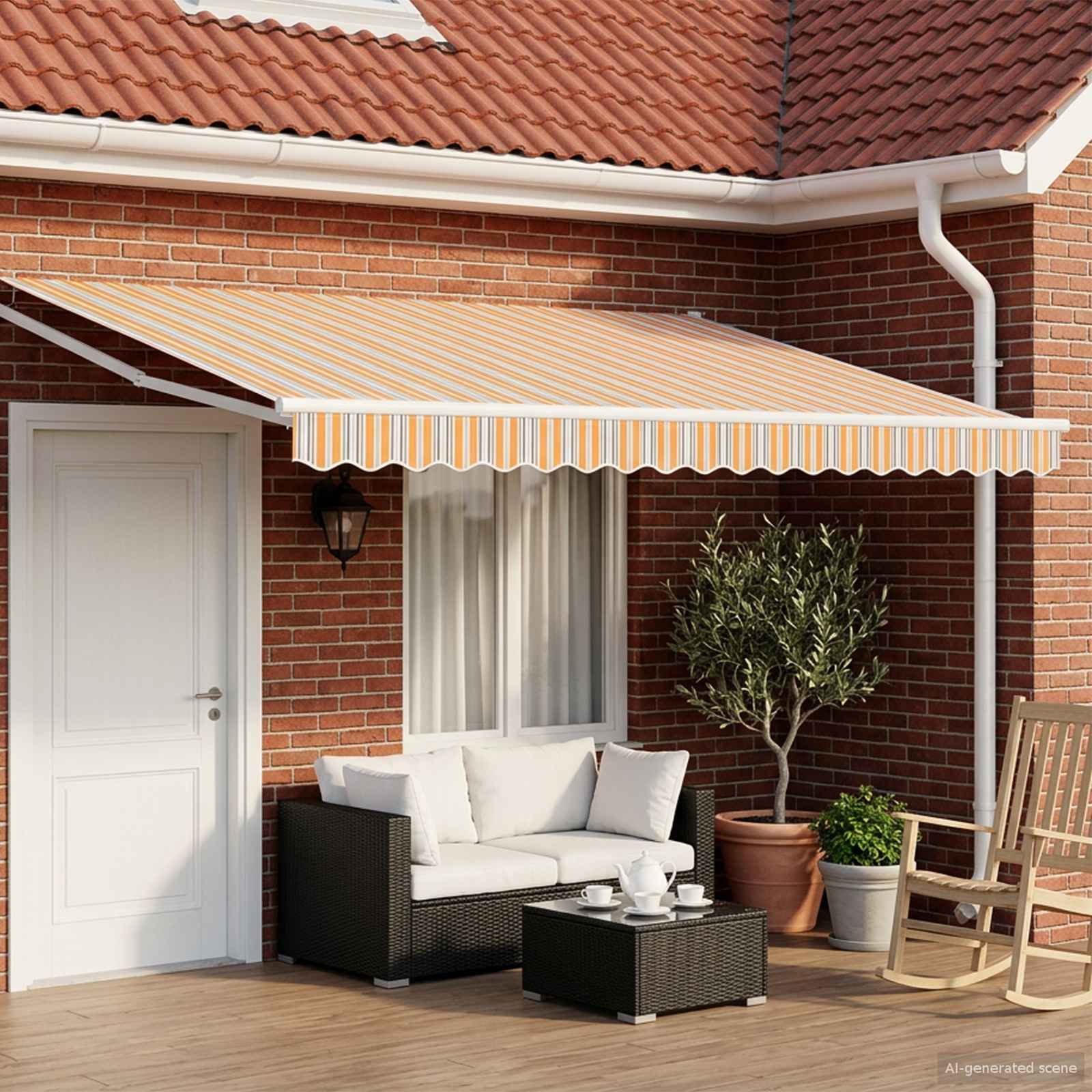 Elektrinė ištraukiama pavėsinė Pilka, Oranžinė, Balta 4,5 × 3 m