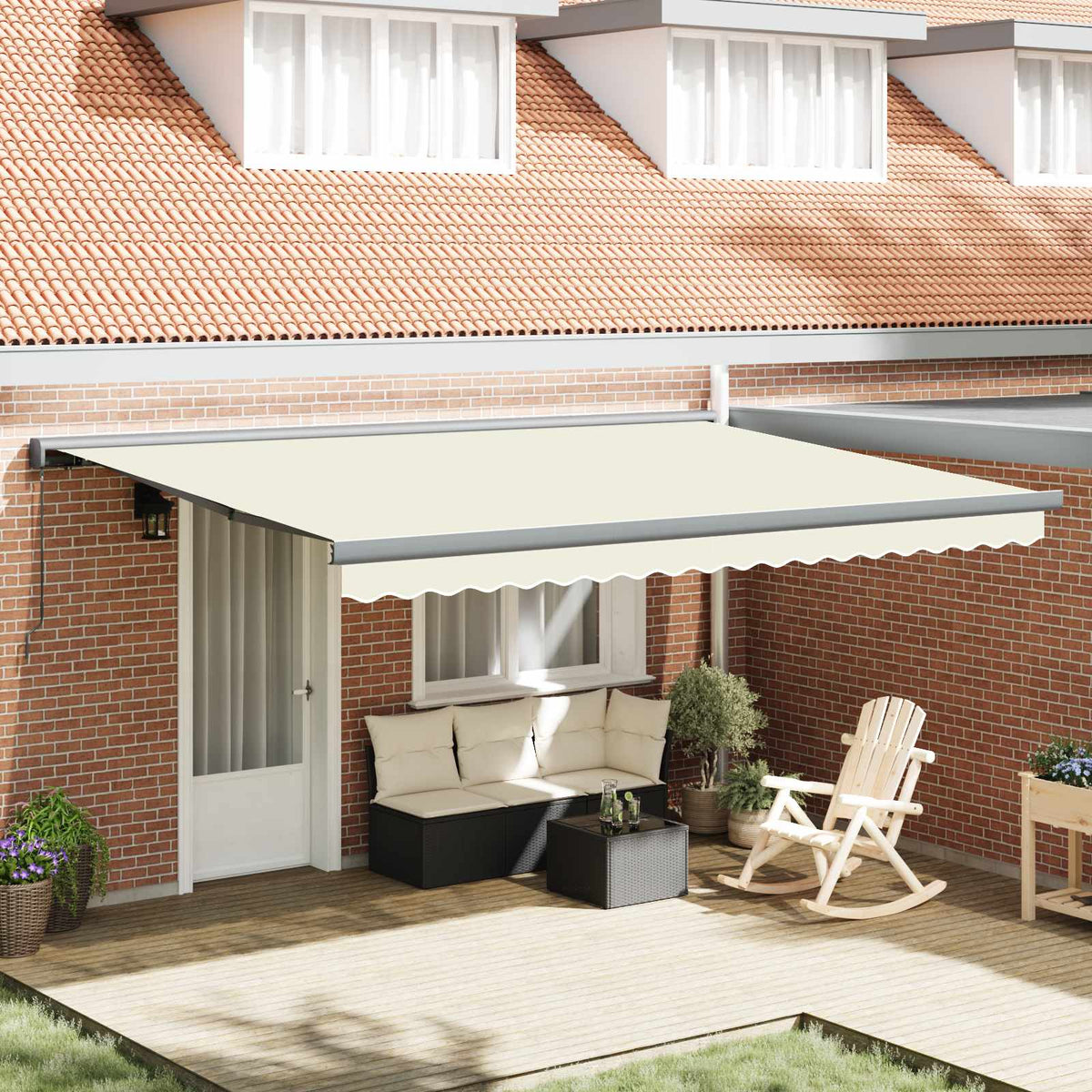 Ištraukiama markizė 400 × 300 cm Audinys ir aliuminis Kremas ir pilka