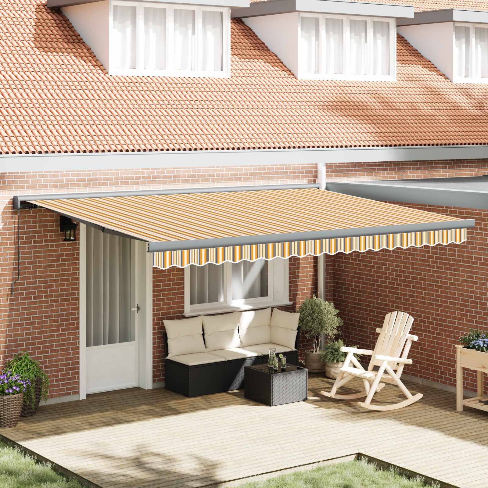 Retractable Awning Yellow and Grey 400 × 300 cm