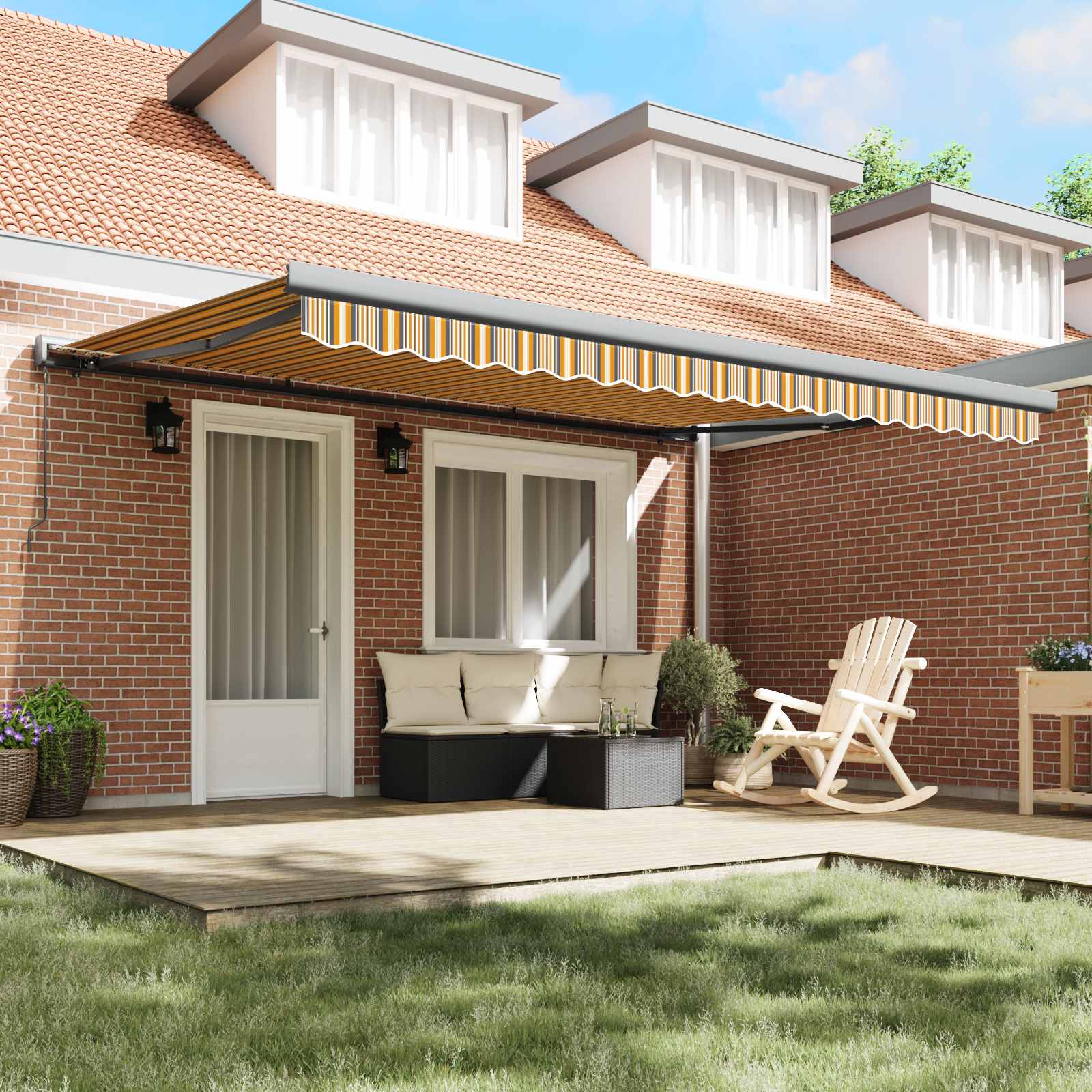 Retractable Awning Yellow and Grey 400 × 300 cm