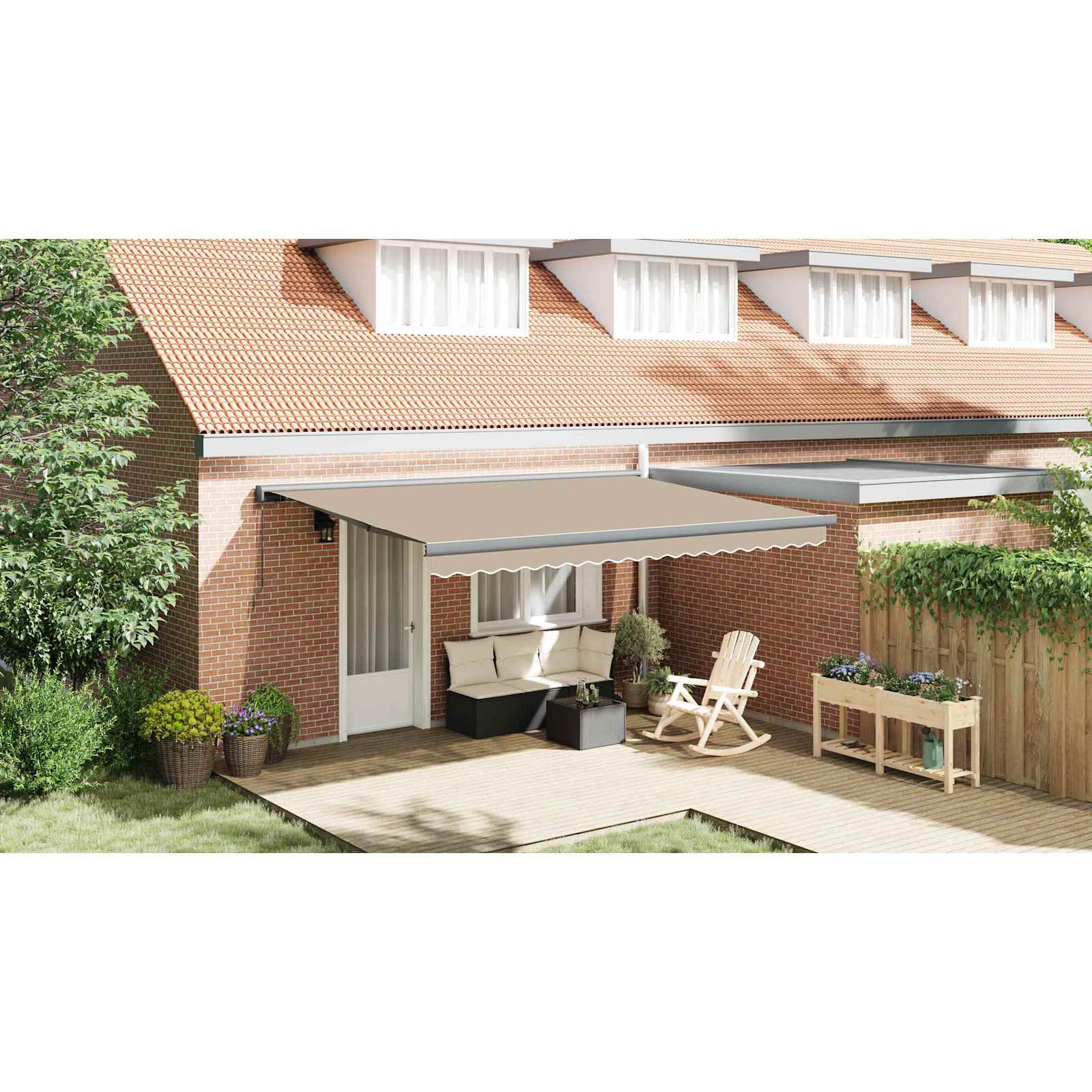 Retractable Awning Sand 4 x 3 m Fabric and aluminium