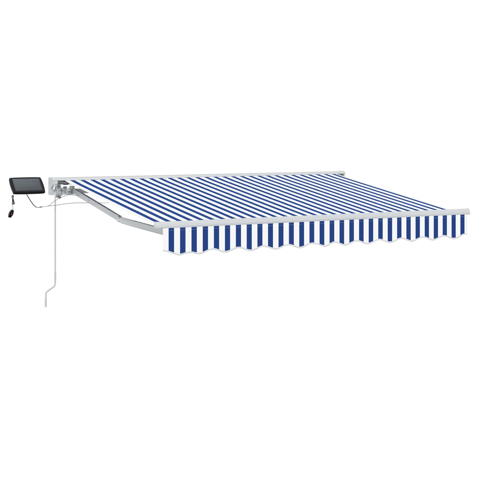 Manuāli darbināms markīzes rāmis ar LED zils un balts 2,5 x 2 m
