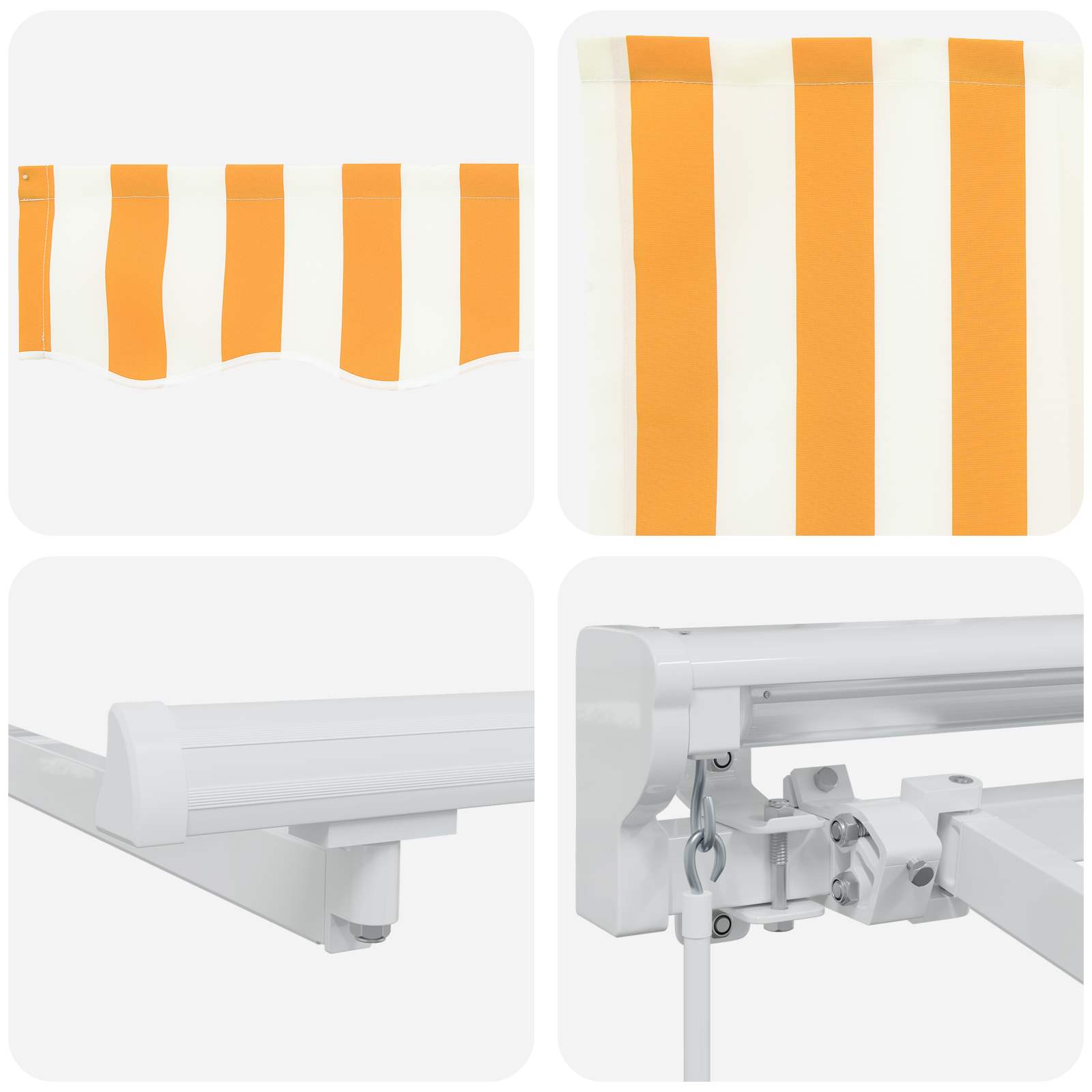 Manuāli izvelkams marķīzes rāmis ar LED, dzeltenā un baltā krāsā, 4 x 3,5 m