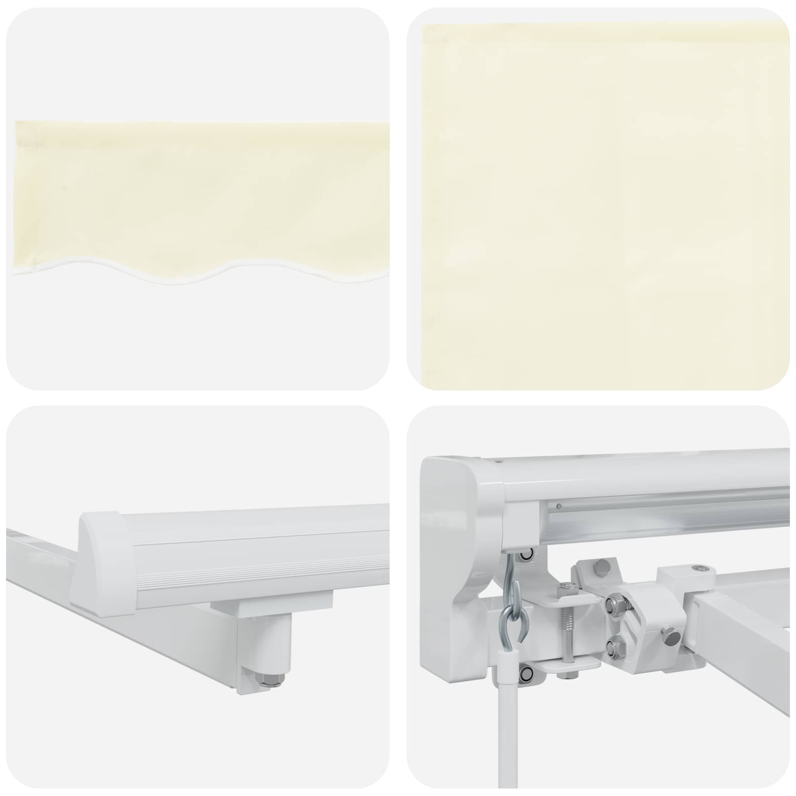 Manual Awning Frame with LED Cream 4.5 x 3.5 m