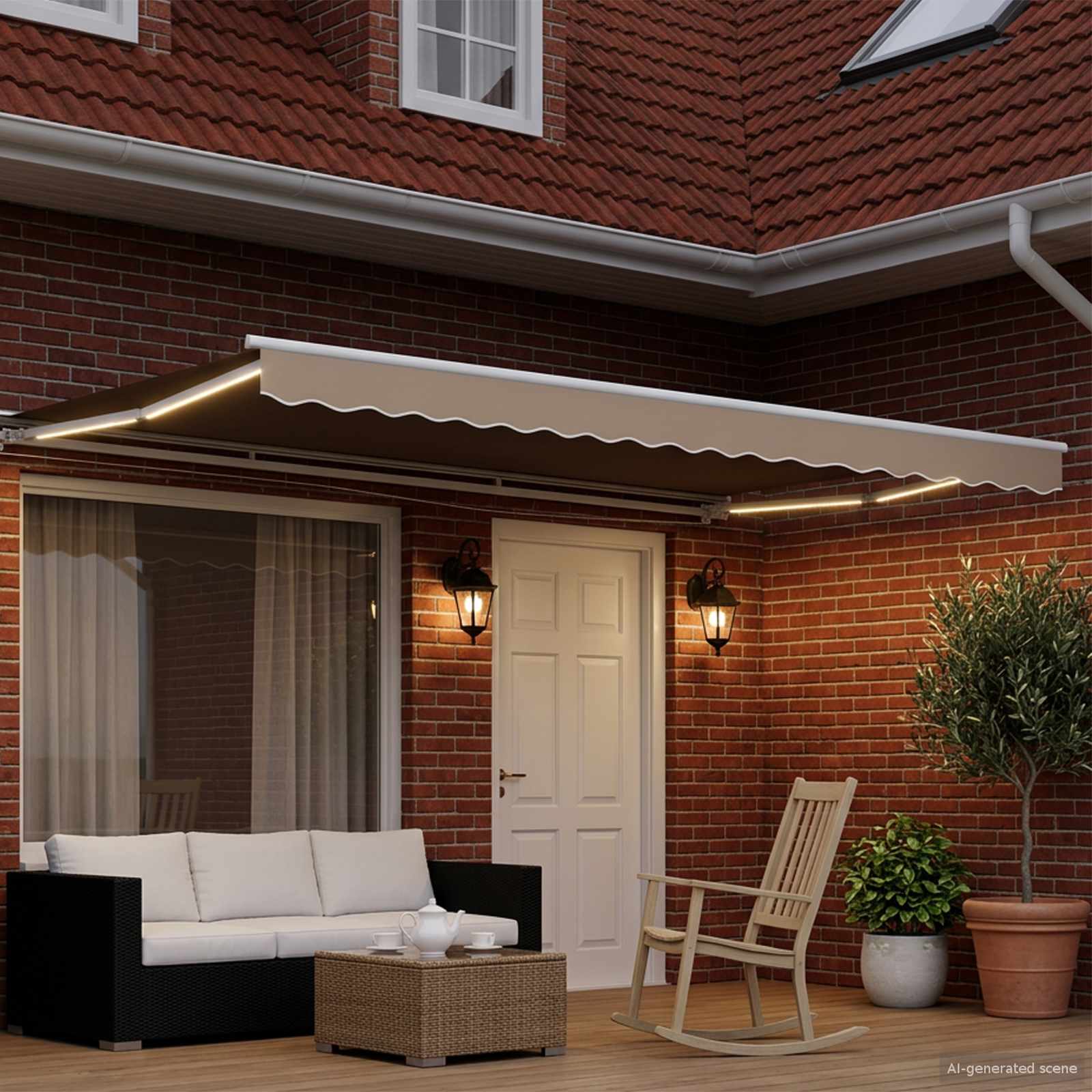 Manual Awning Frame with LED Sand 5 x 3 m