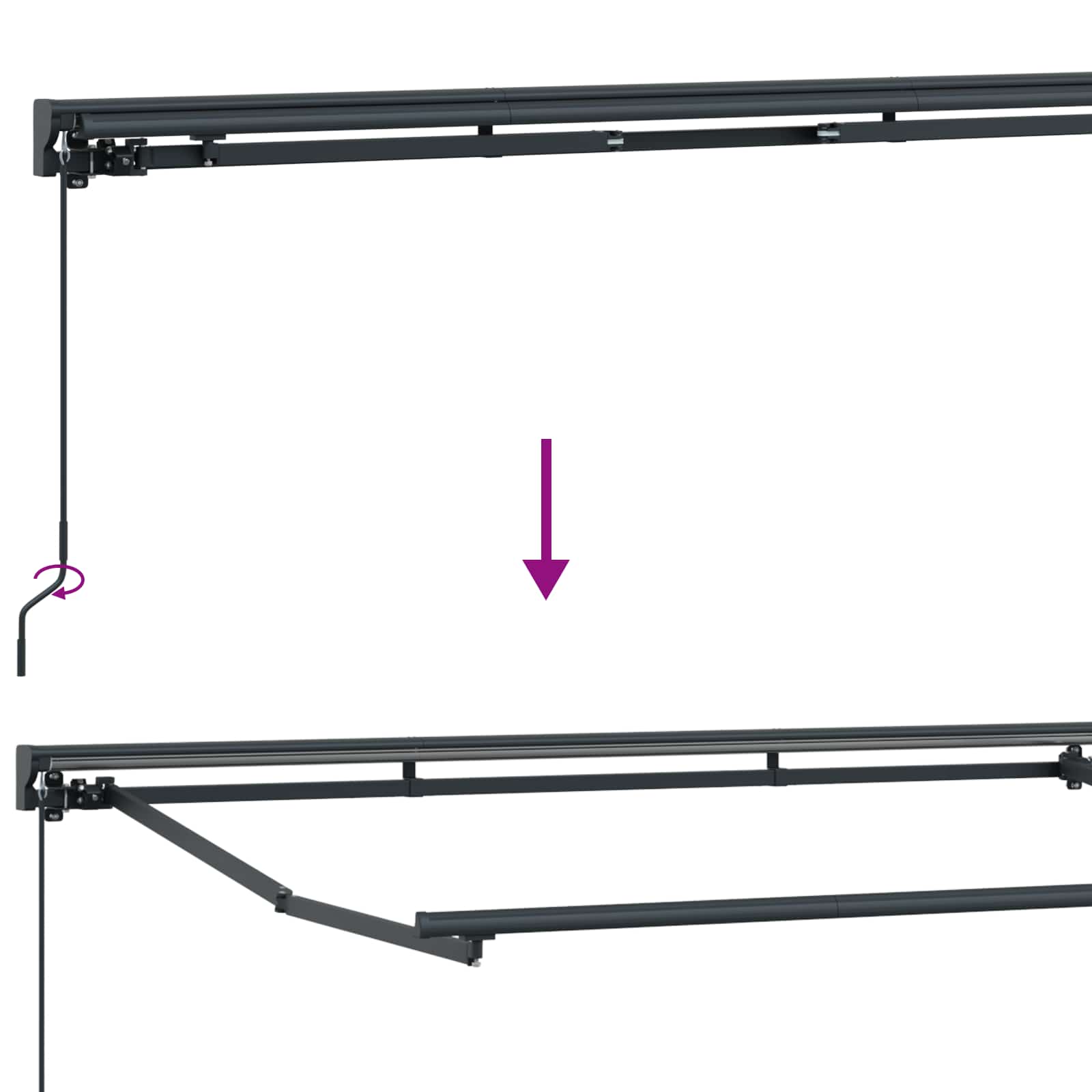 Rankinis markizės rėmas su LED Bežinis ir Antracitas 3,5 x 2 m
