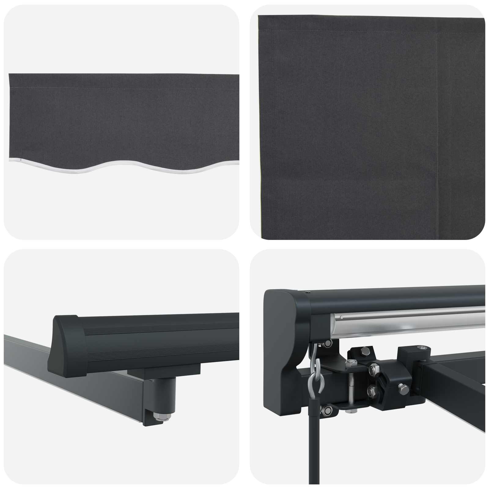 Manual Awning Frame with LED Anthracite 3 x 2.5 m
