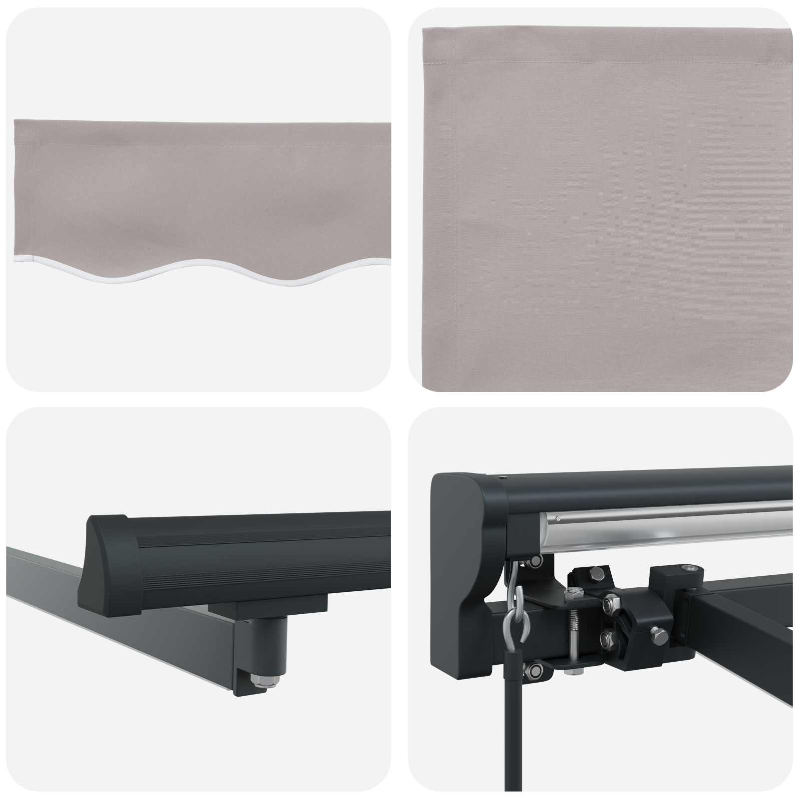 Manual Awning Frame with LED Light Grey 3 x 2.5 m