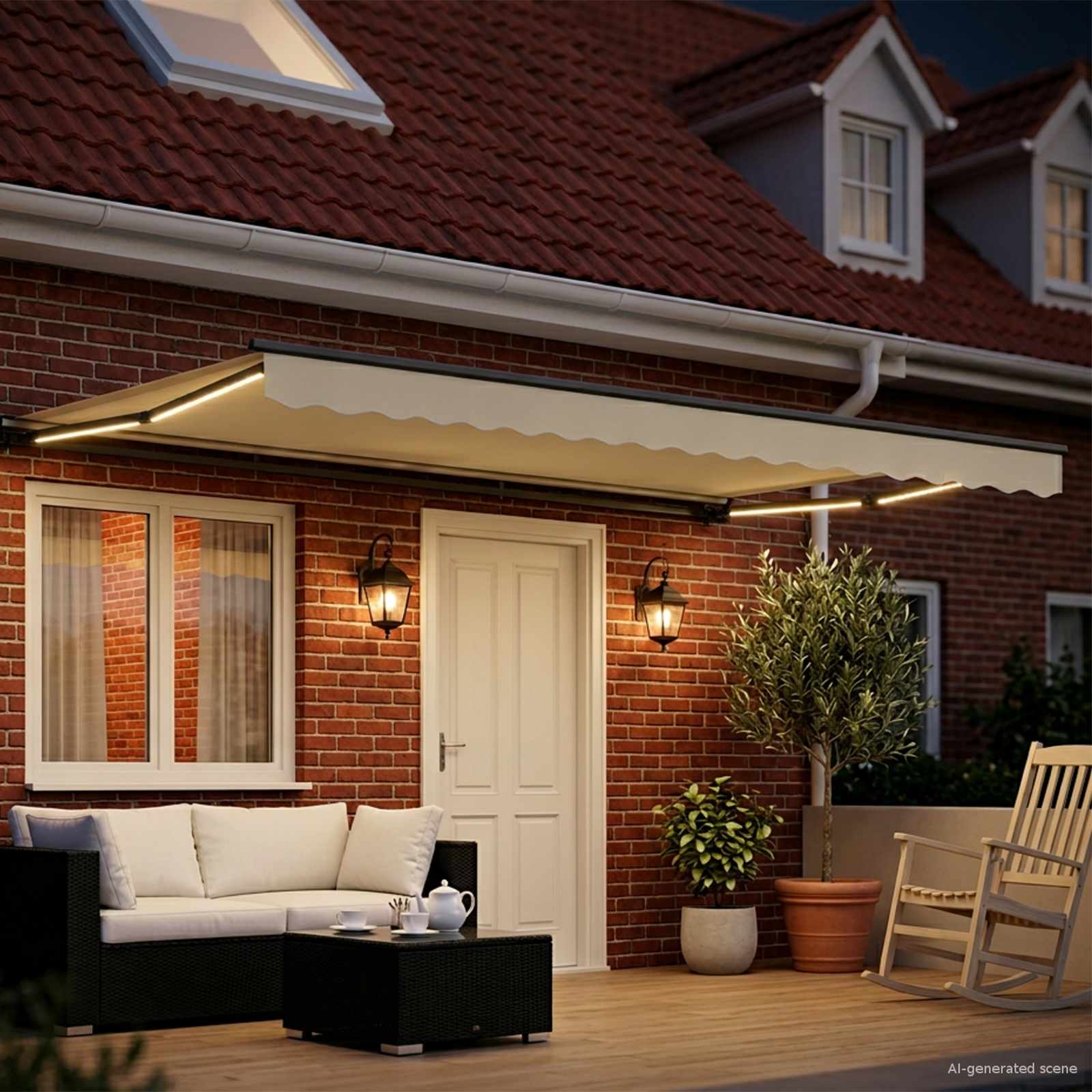Rankinis markizės rėmas su LED Kreminė 4,5 × 3,5 m