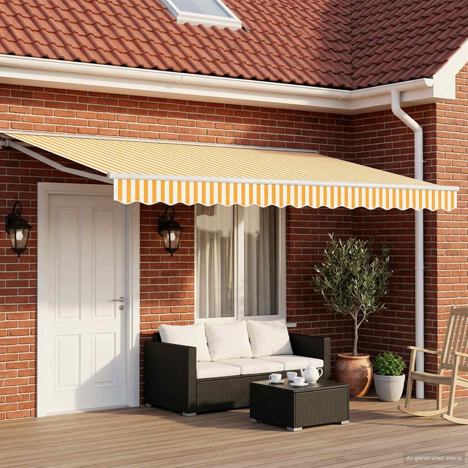 Dzeltena elektriskā izvelkamā pergola 4 × 3 m