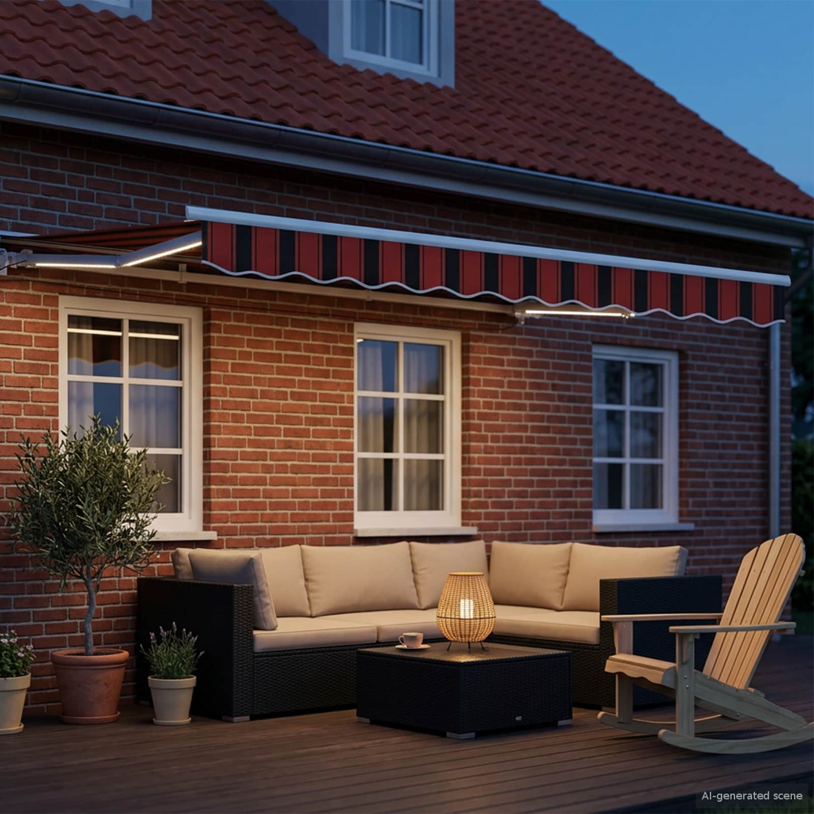 Elektriskā izvelkamā pergola oranžā, melnā, baltā krāsā 3 x 2,5 m