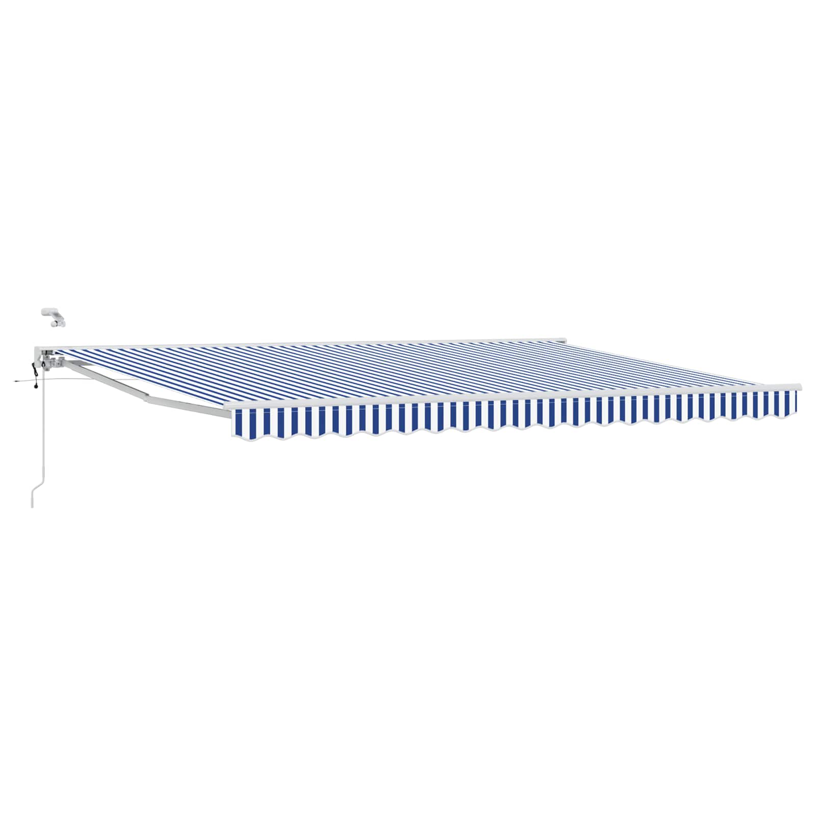 Elektriskā izvelkamā lapene, zili-balta, 4,5 x 3,5 m