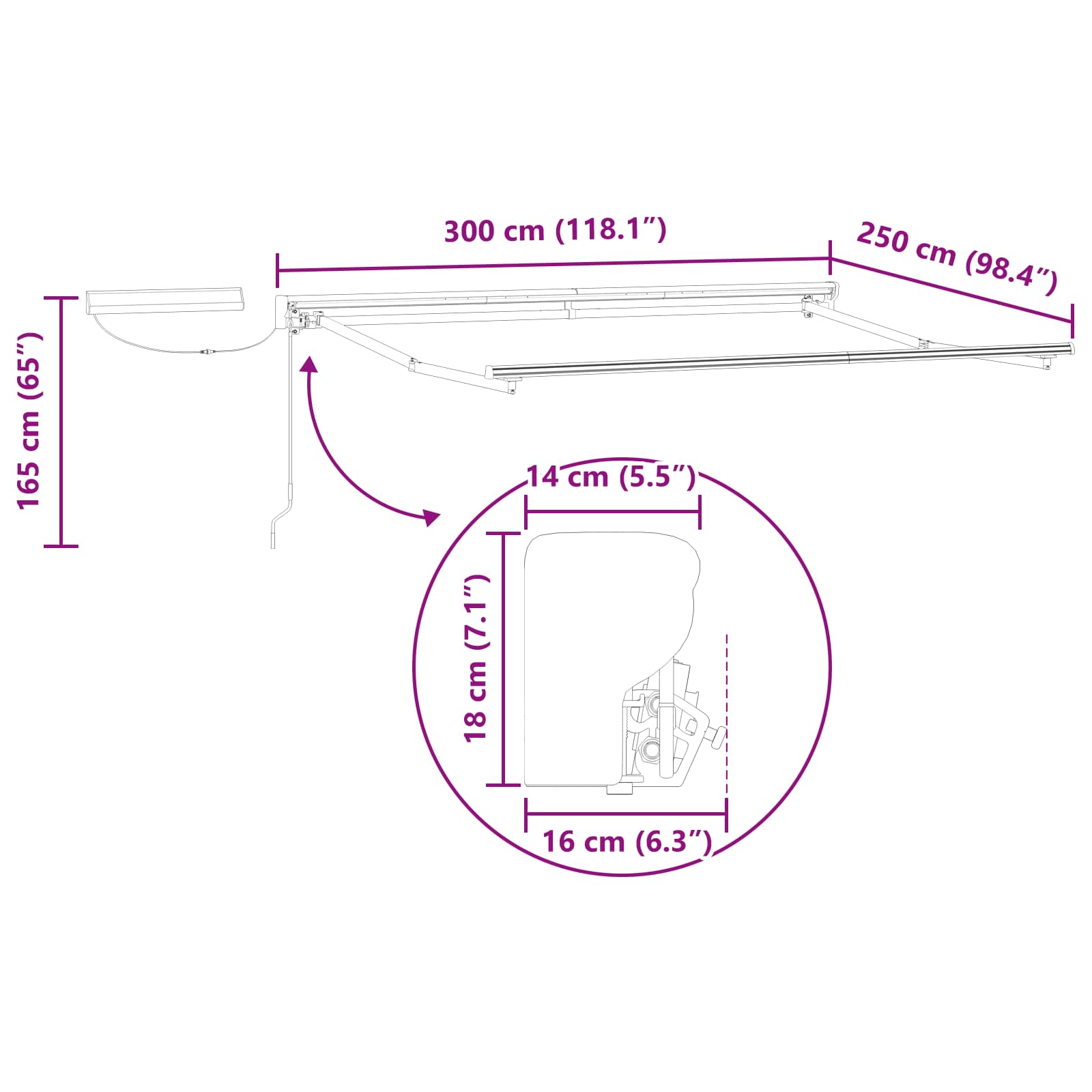 Electric Retractable Awning Cherry 3 x 2.5 m