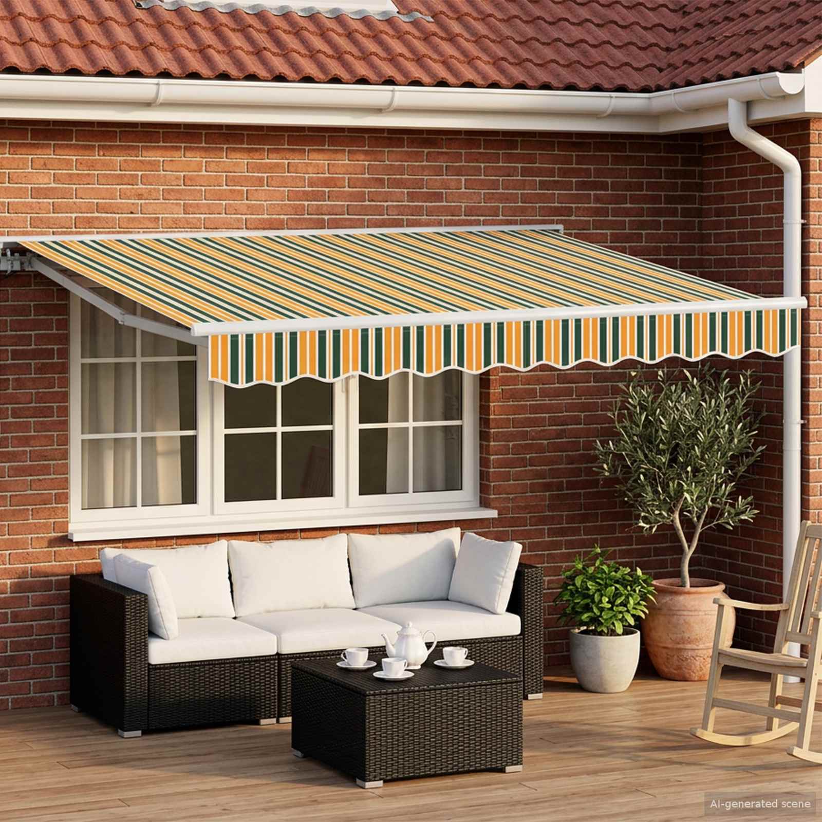 Electric Retractable Awning Green and Yellow 3 x 2.5 m