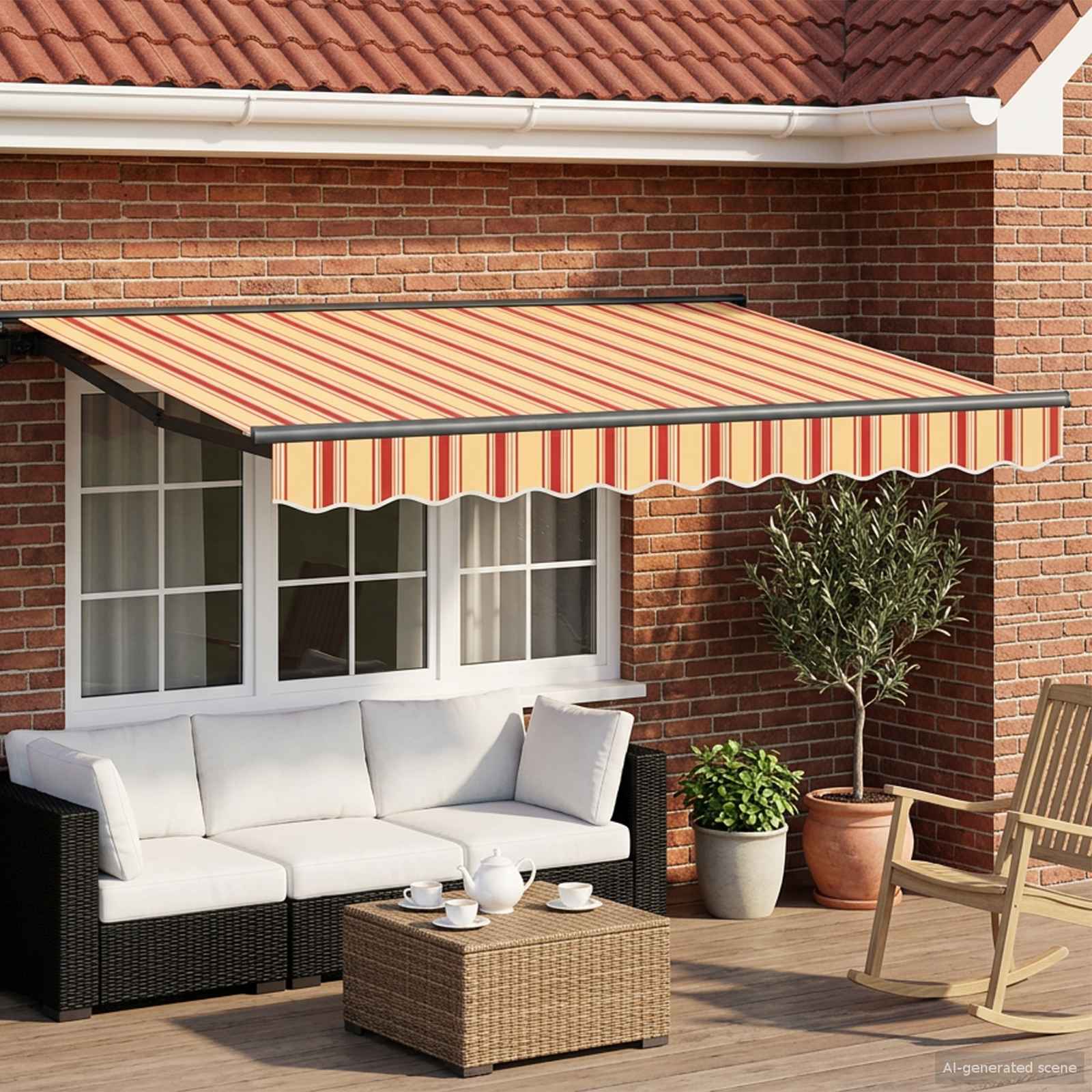 Electric Retractable Awning Yellow and Orange 3.5 x 2.5 m