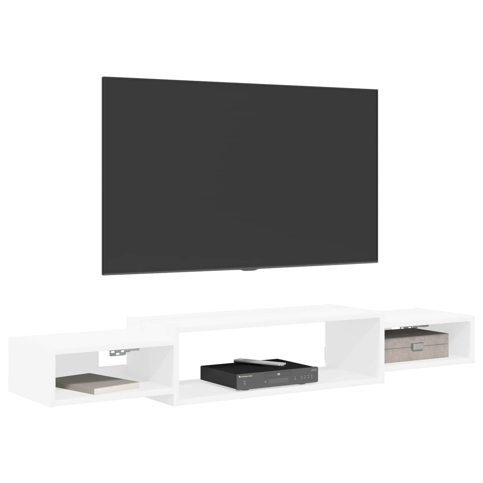 Sieninis televizoriaus stovas Sieninis Balta 140 x 28 x 21 cm