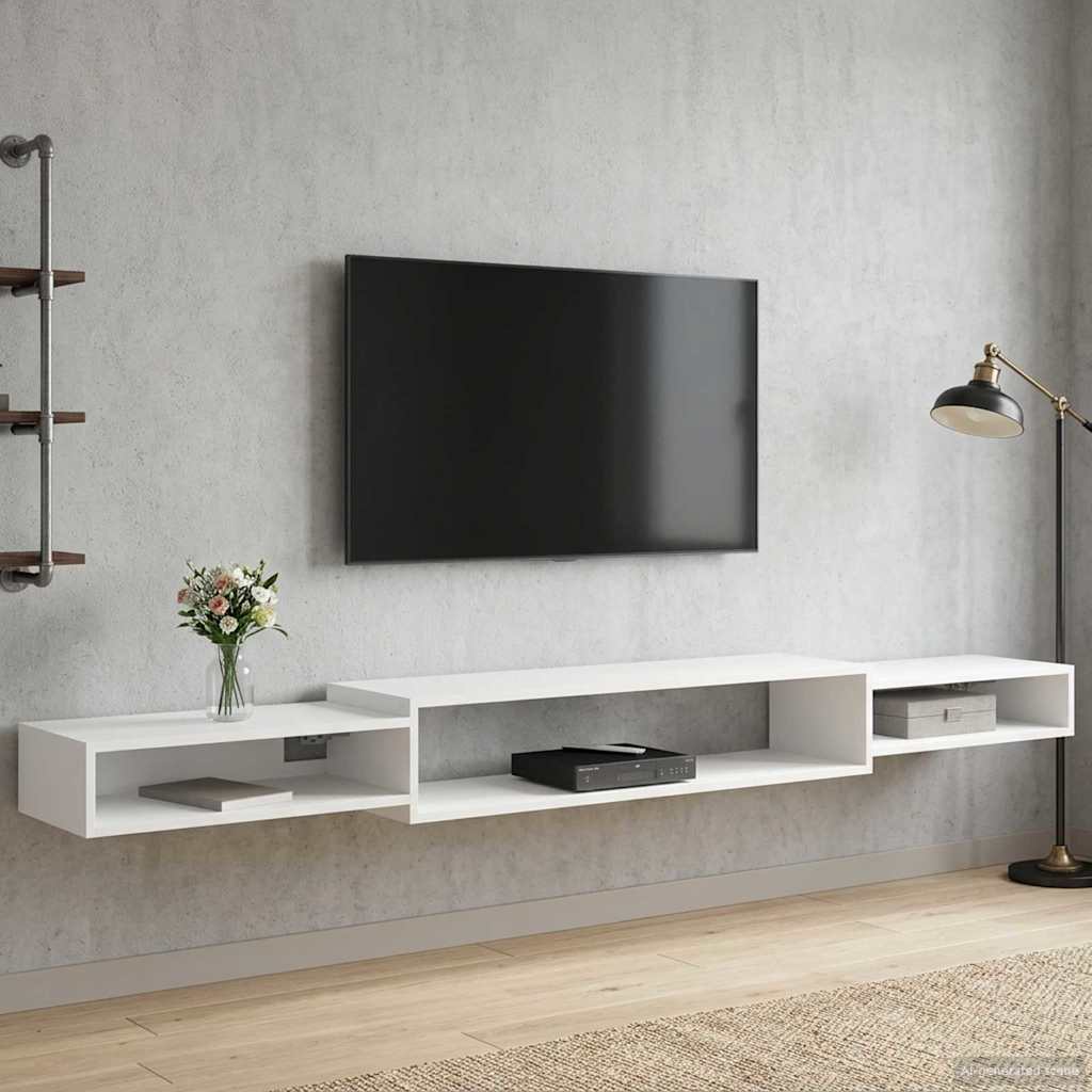 Sieninis televizoriaus stovas Sieninis Balta 220 x 28 x 21 cm