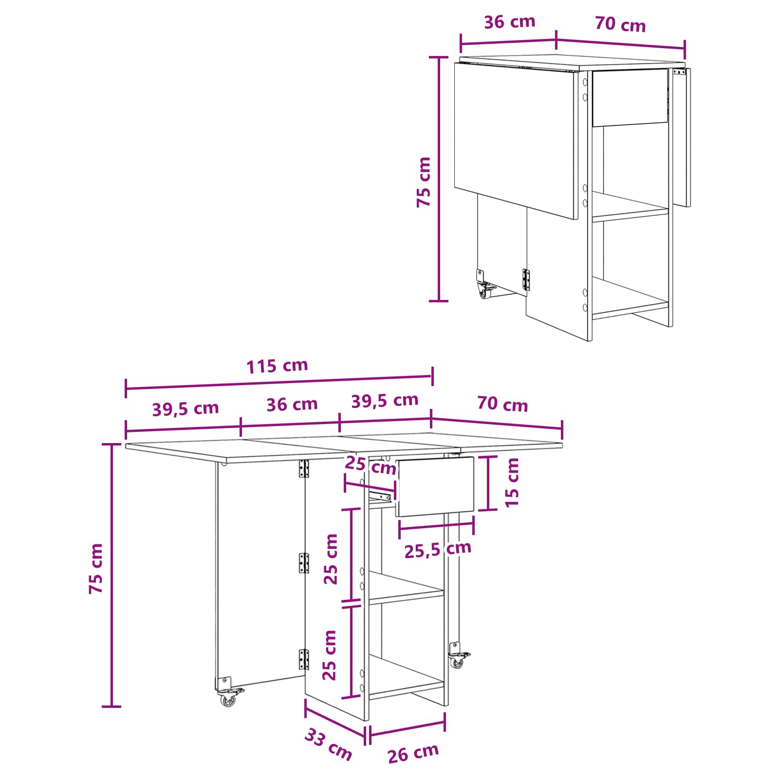 Valgomojo stalas 115 x 70 x 75 cm Apdirbta mediena