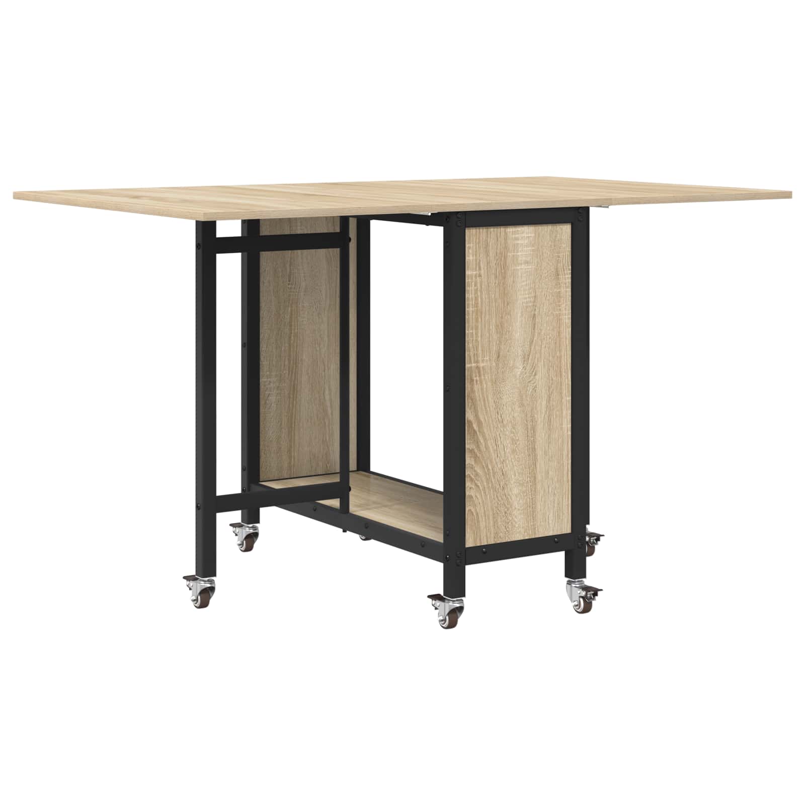 Sulankstomas valgomojo stalas su ratukais 130 x 80 x 76,5 cm