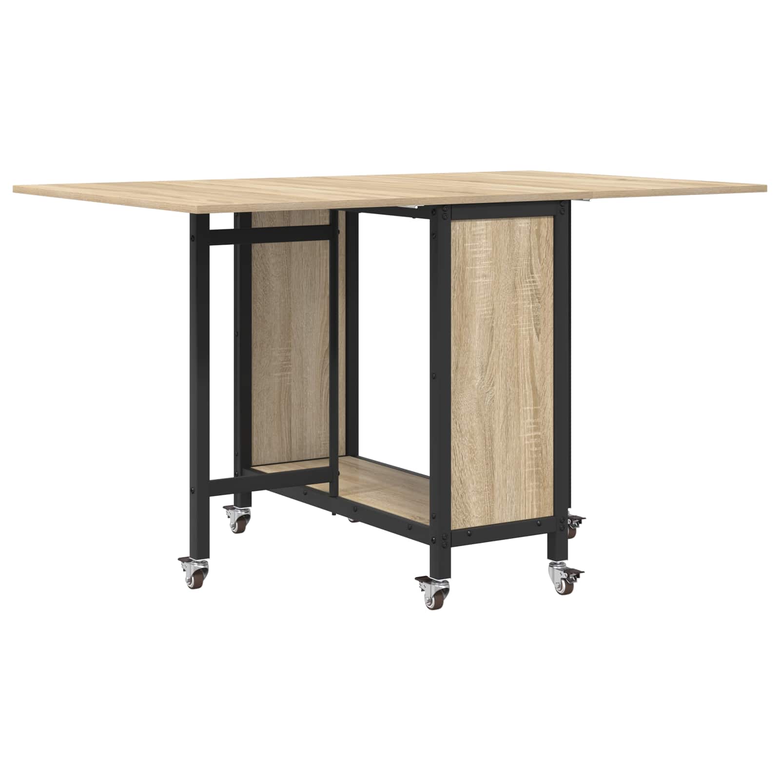 Sulankstomas valgomojo stalas su ratukais 130 x 80 x 76,5 cm