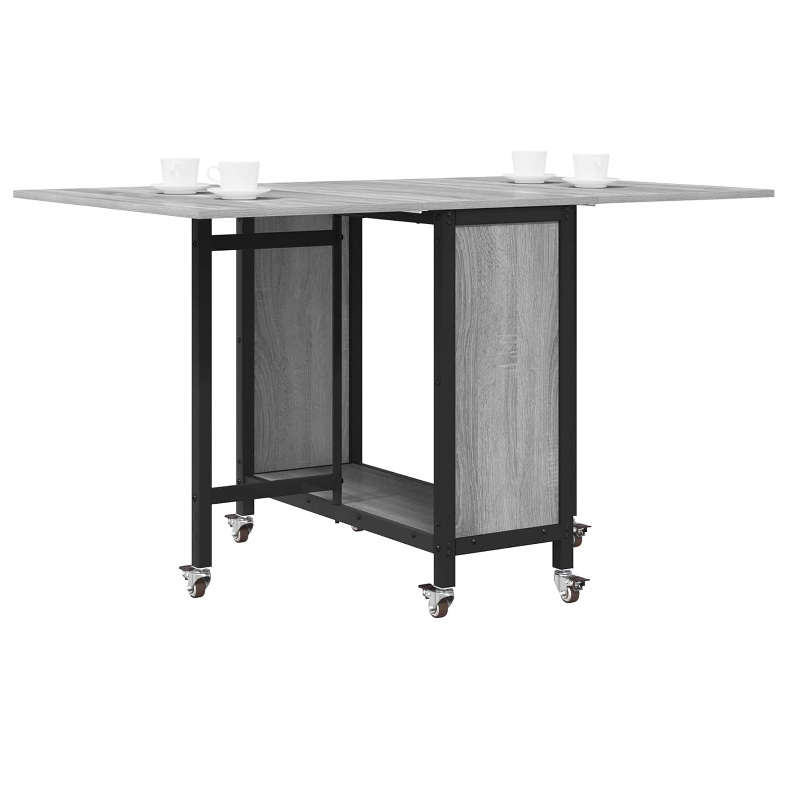 Sulankstomas valgomojo stalas su ratukais 130 x 80 x 76,5 cm