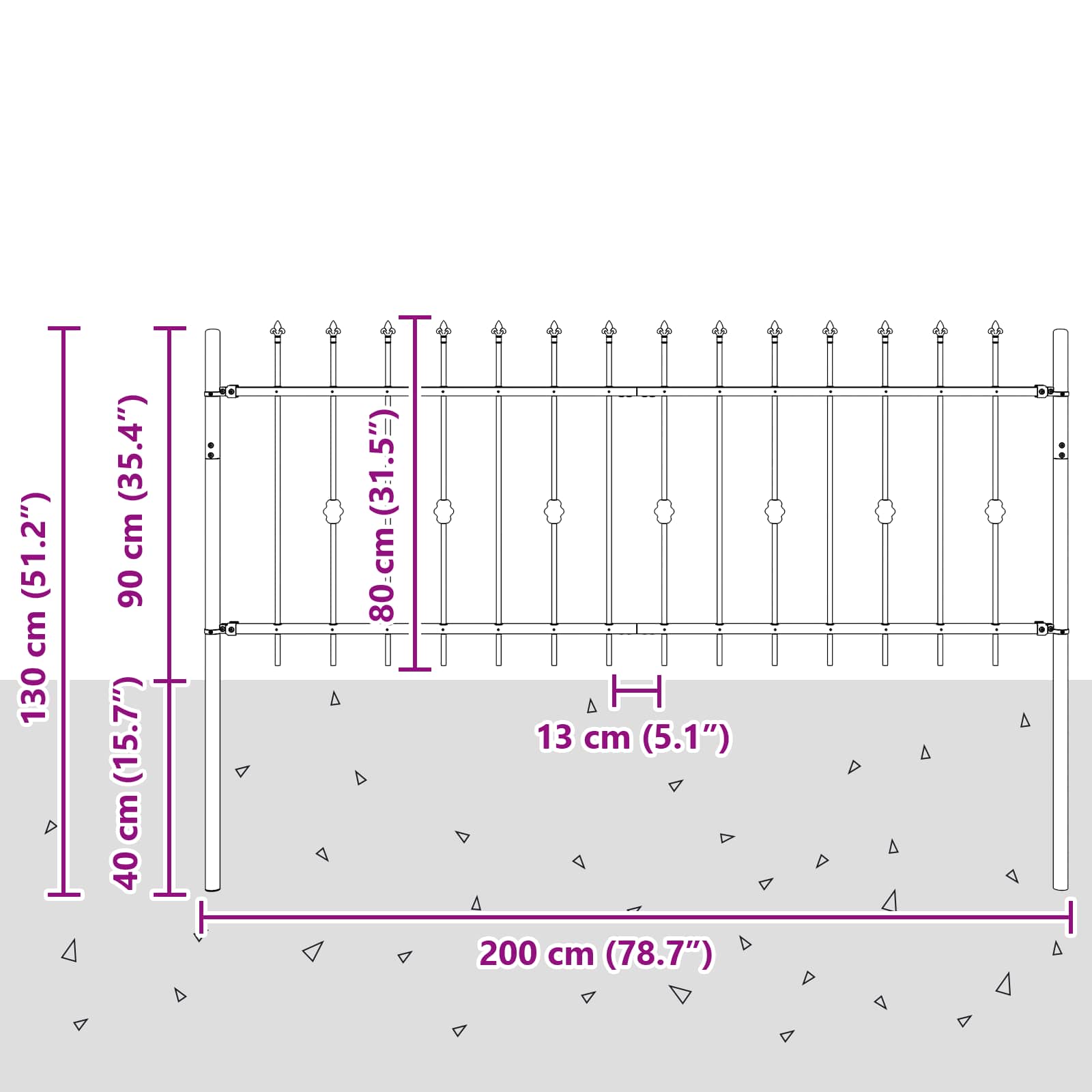 Spyruoklinė tvora Juoda 200 x 130 cm