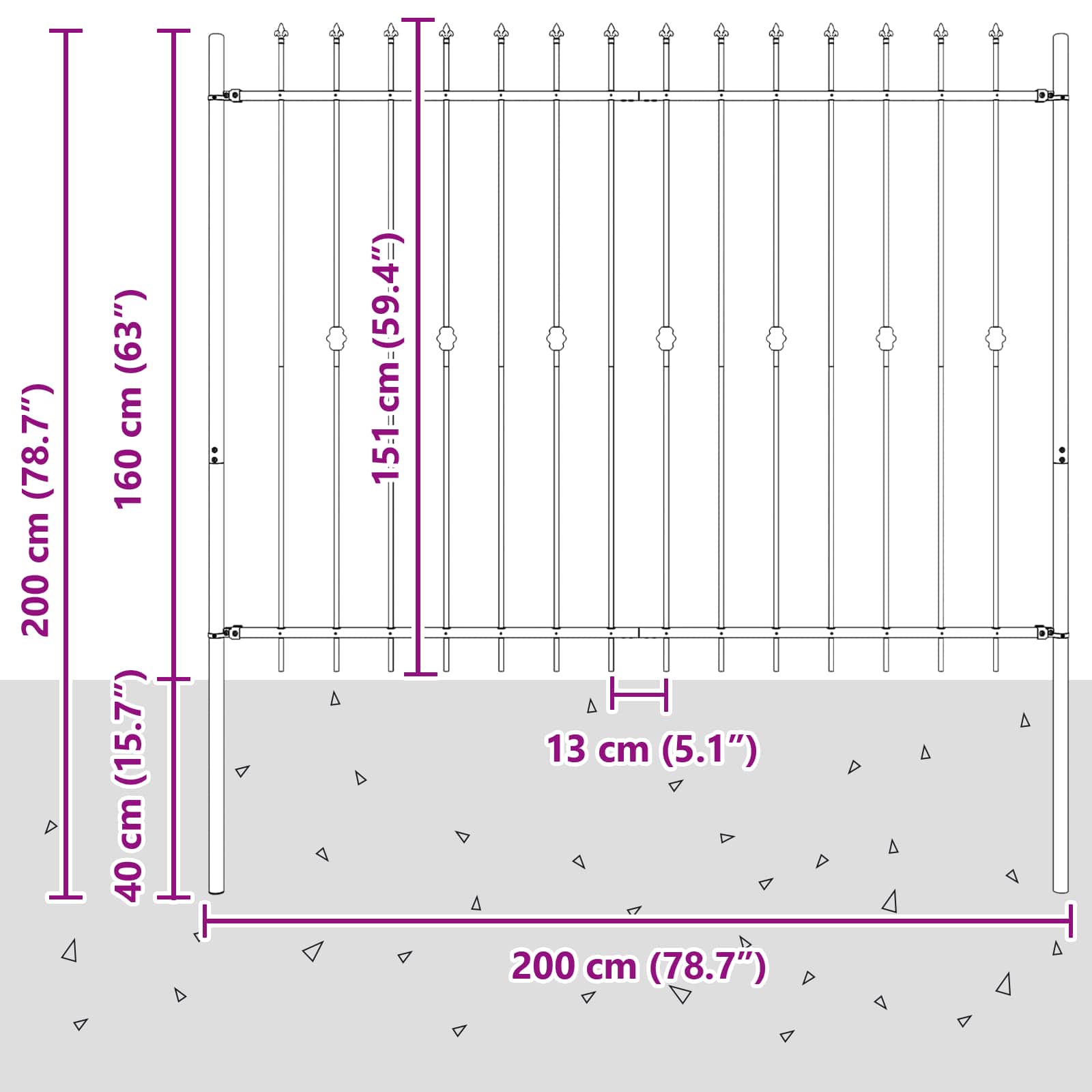 Spyruoklinė tvora Juoda 200 x 200 cm