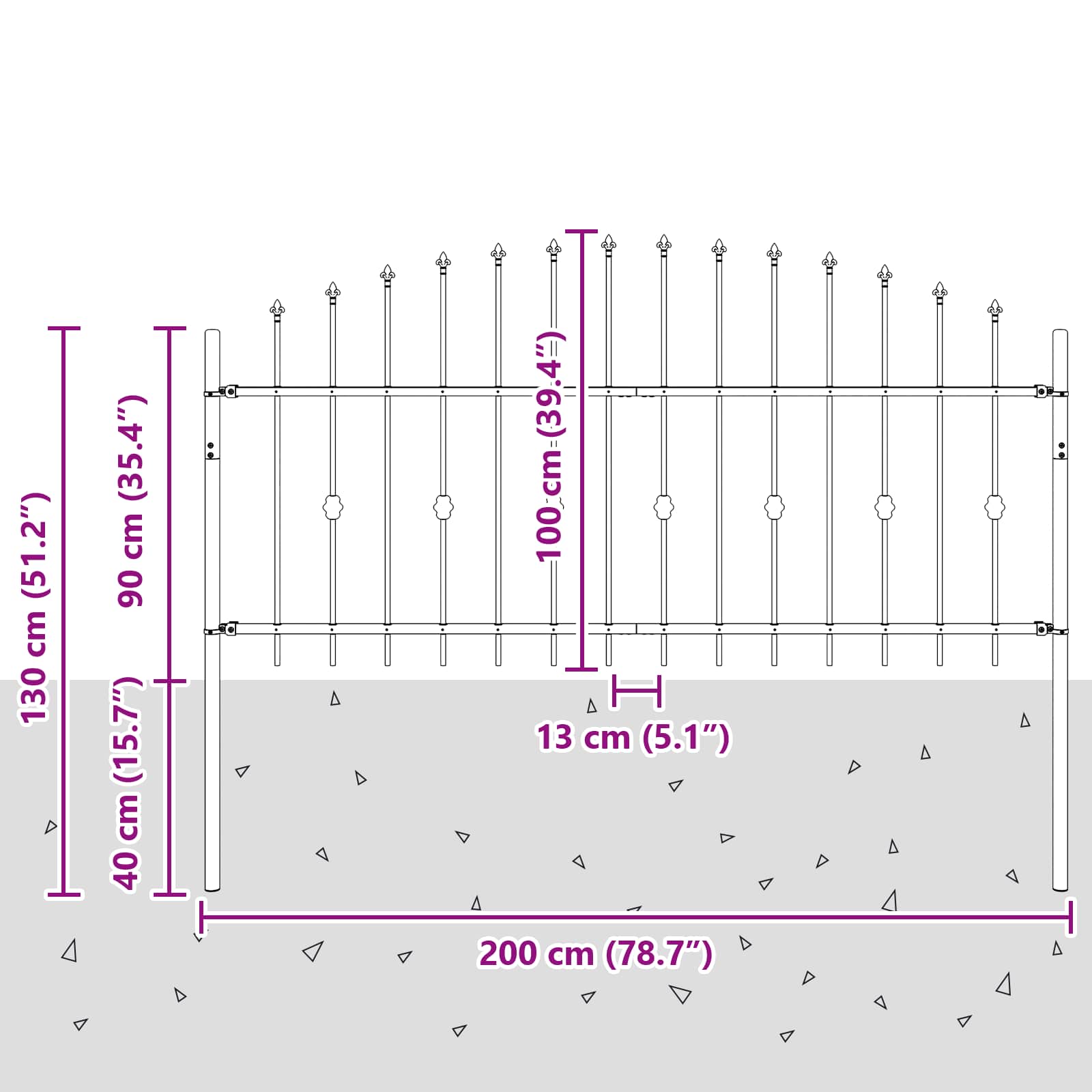 Spyruoklinė tvora Juoda 200 x 130 cm