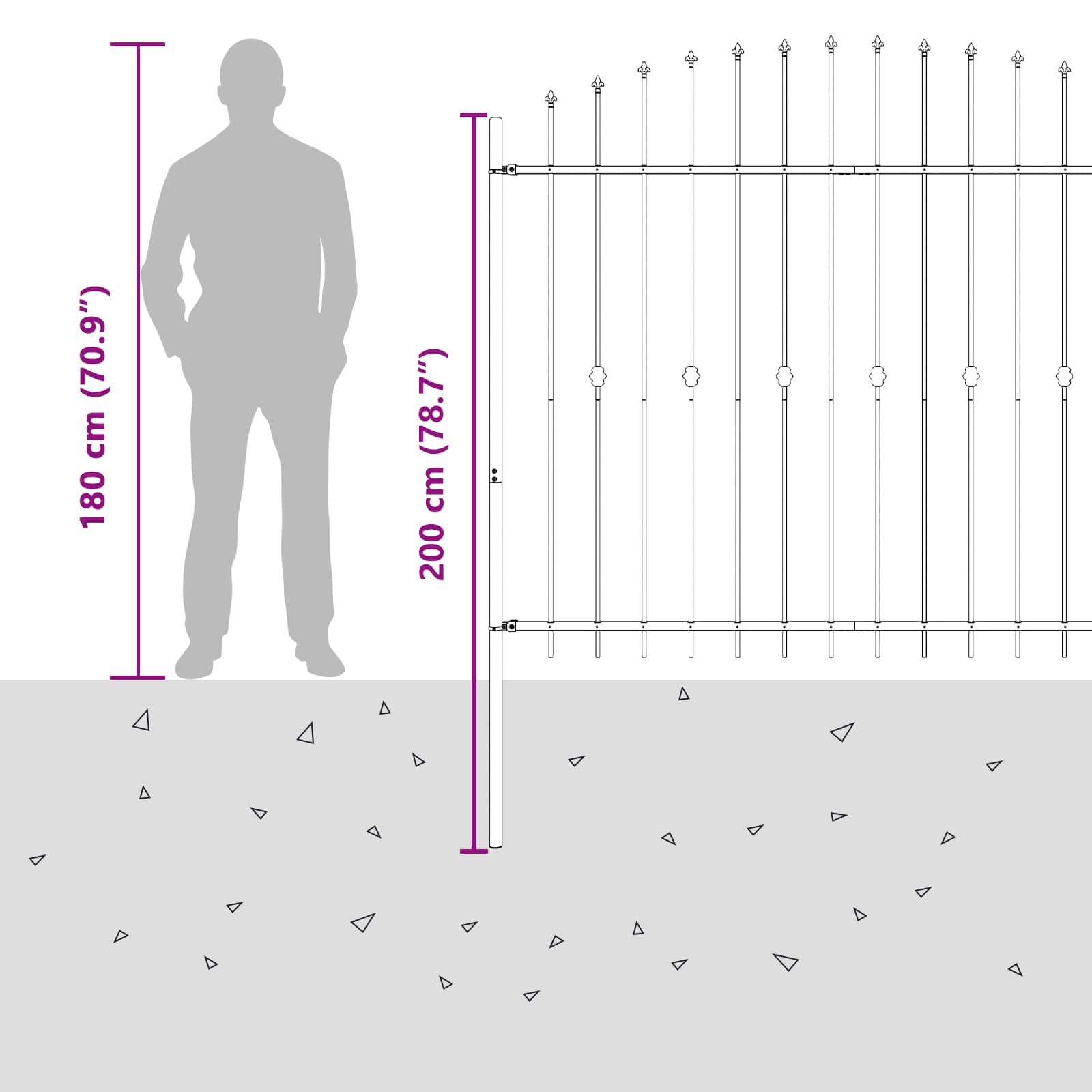 Spring Fence Black 200 x 200 cm