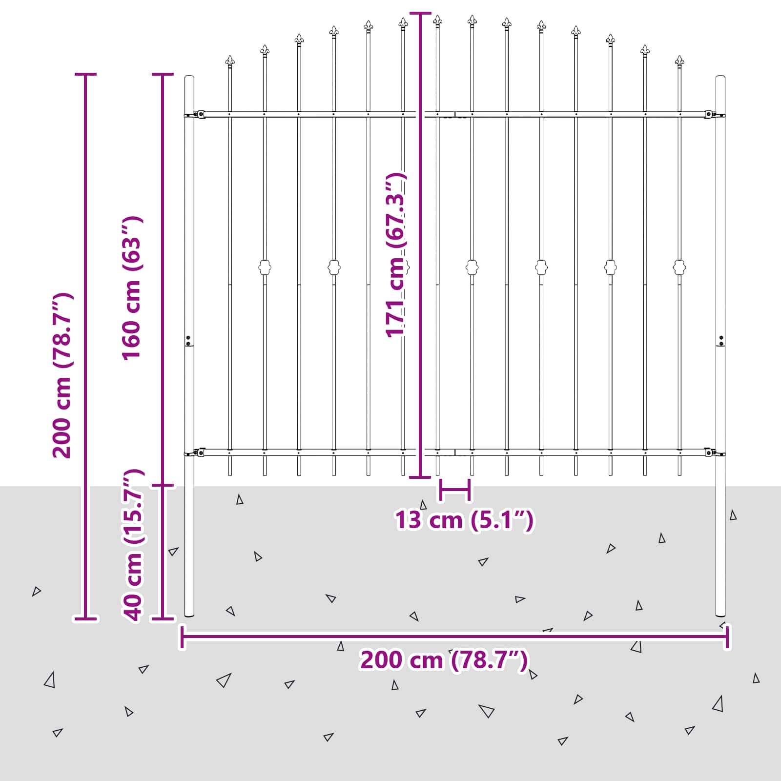 Spring Fence Black 200 x 200 cm