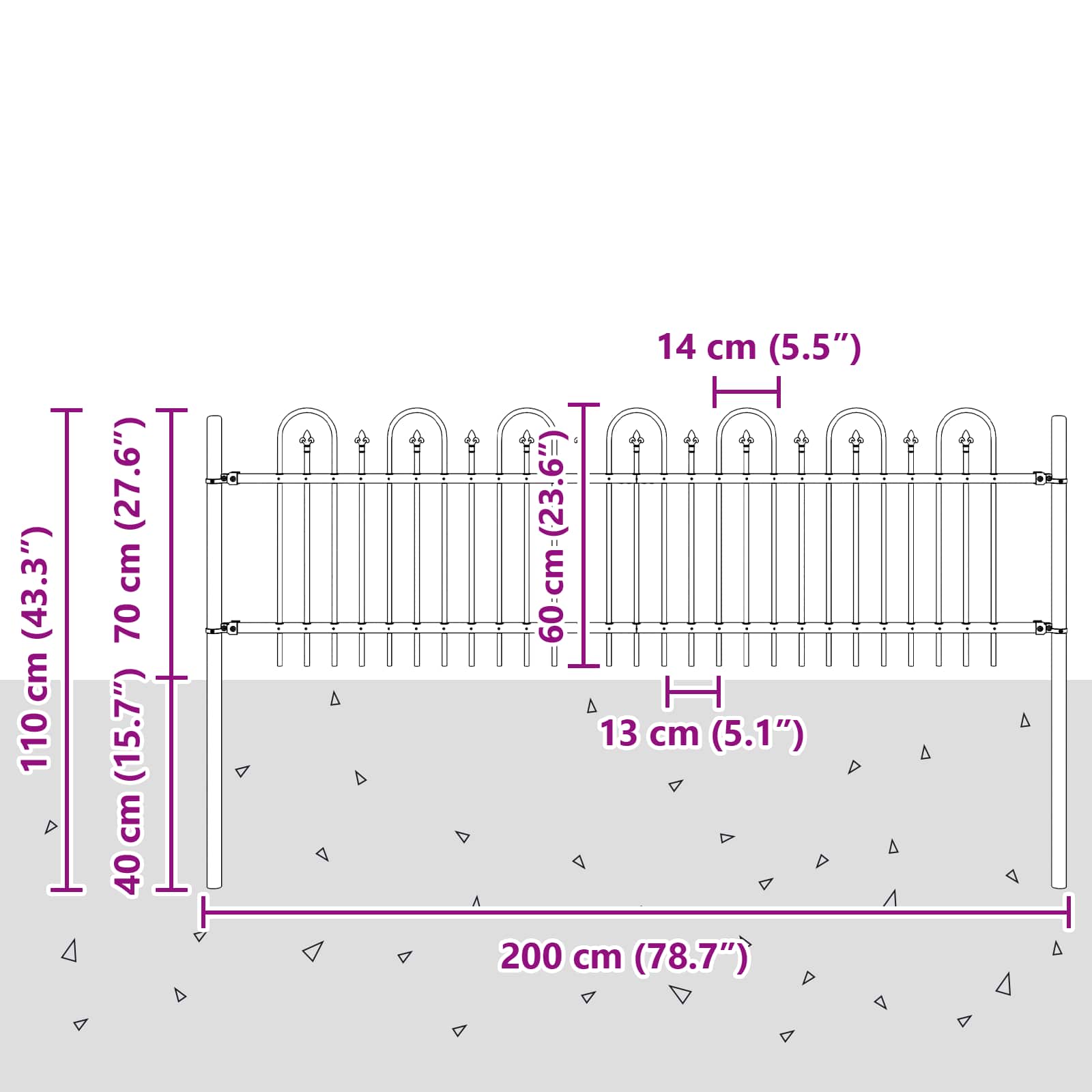 Dygliuota arkinė tvora Juoda 200 x 130 cm