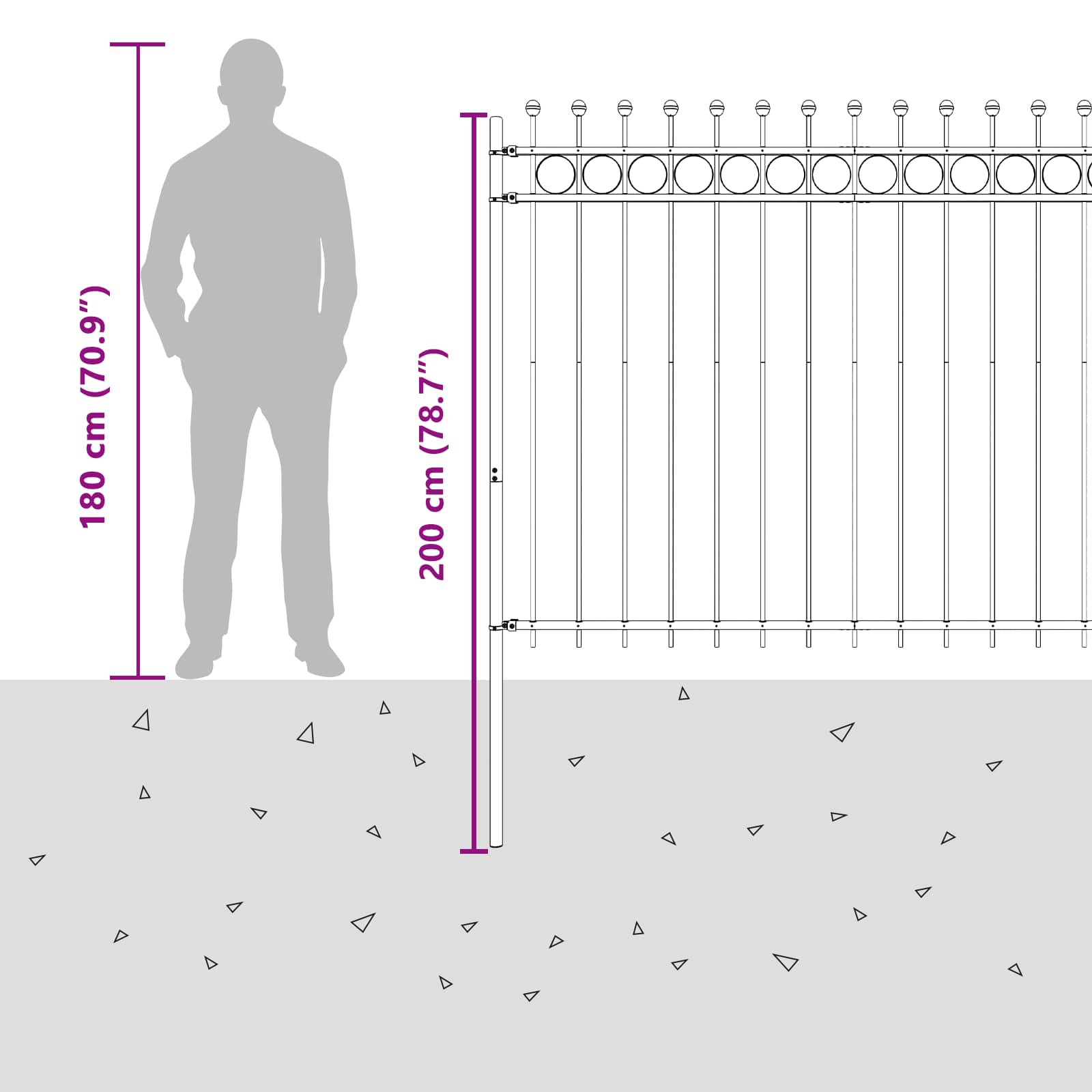 Annele Black Fence 200 x 200 cm Powder-Coated Steel