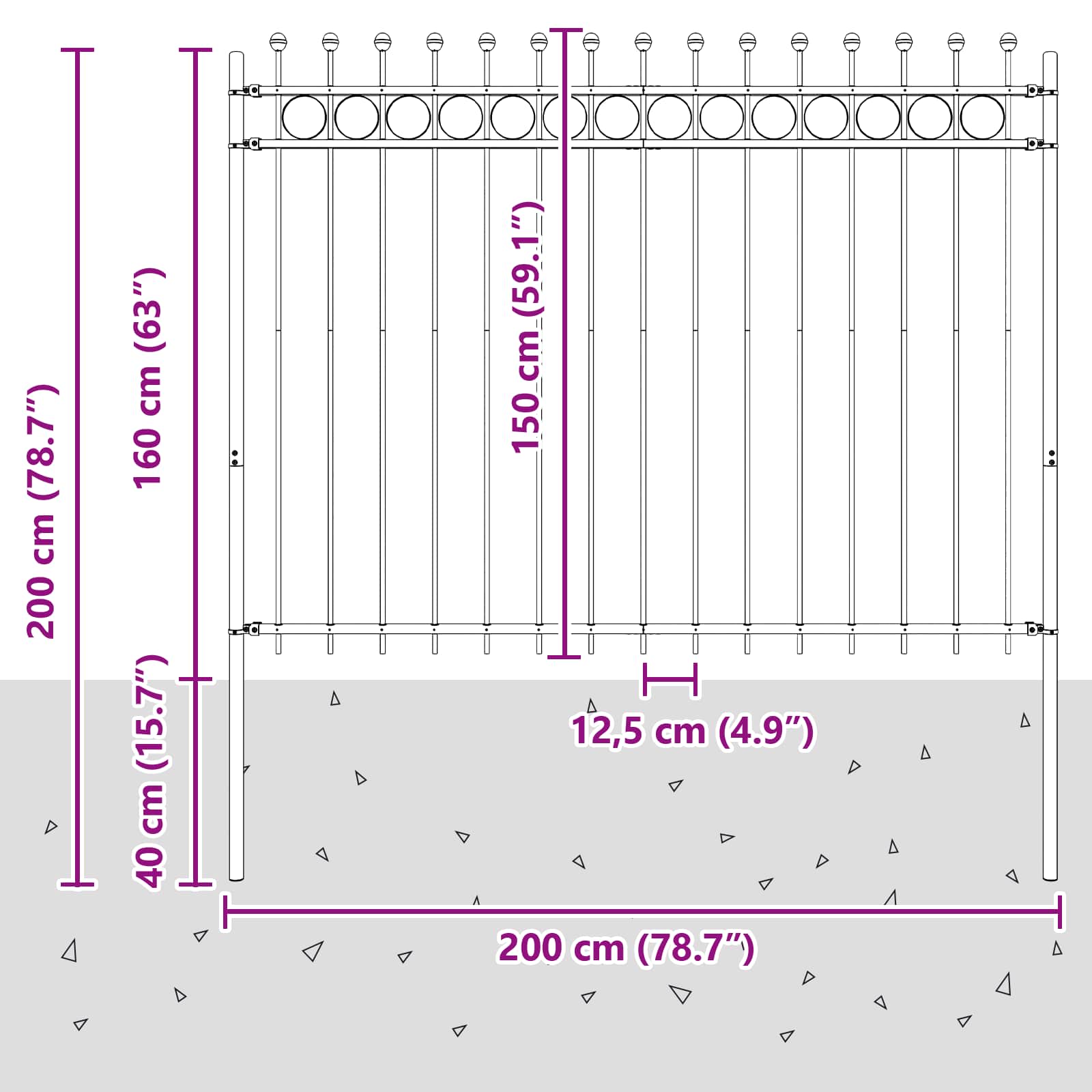 Annele Black Fence 200 x 200 cm Powder-Coated Steel