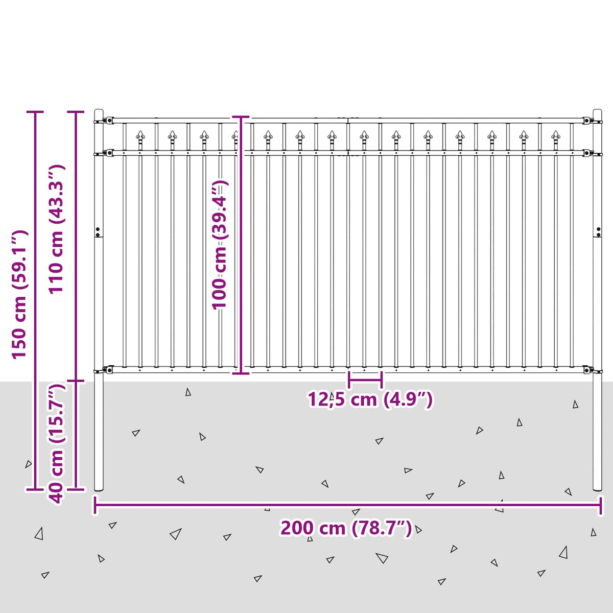 Dygliuota tvora BAARLO 200 x 150 cm Juoda