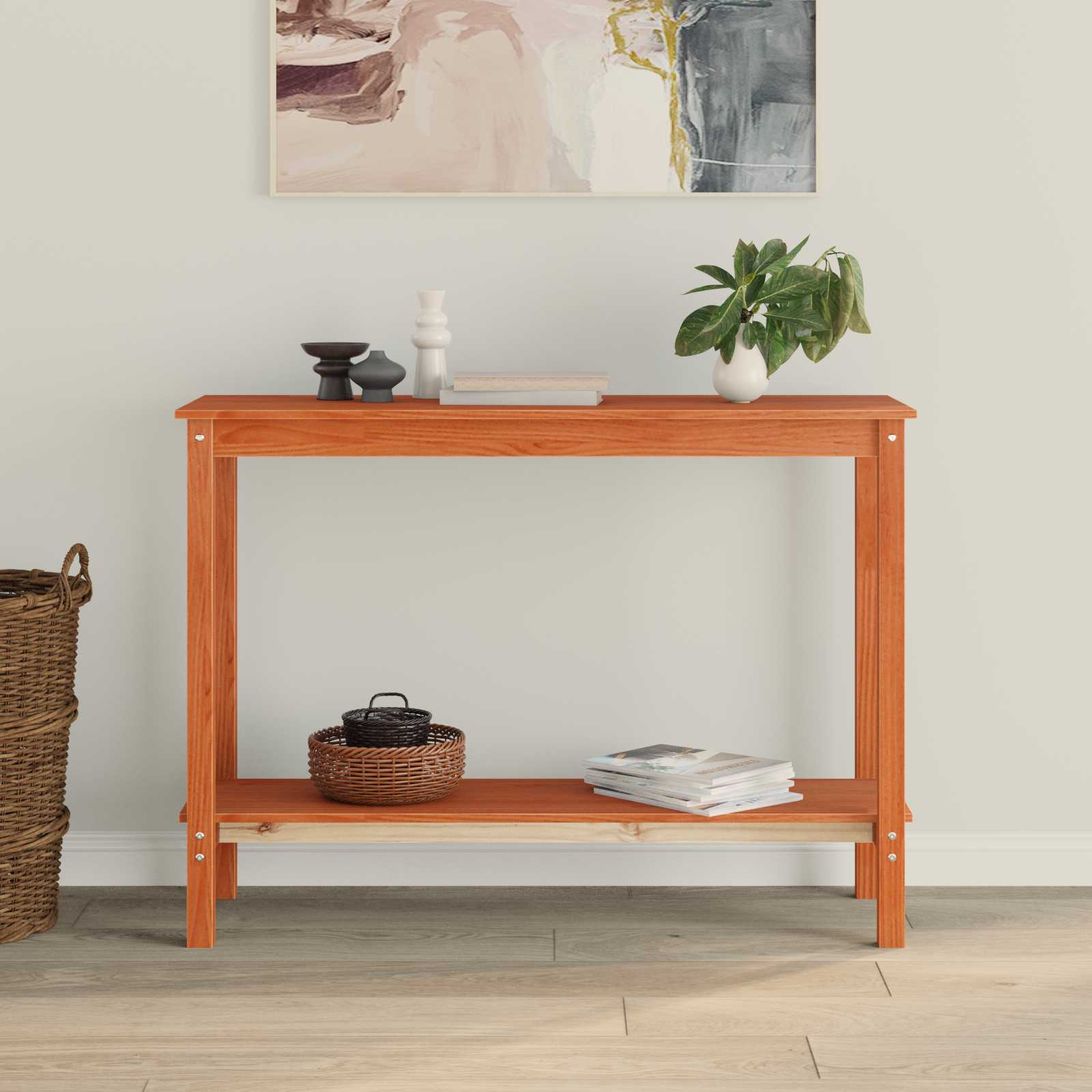 Console table with shelf Waxed Brown 110 x 40 x 80 cm